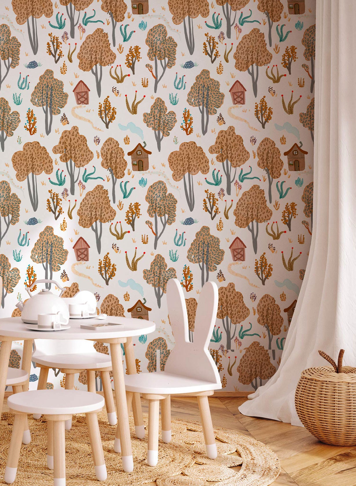 Cabanes cachées, Papier peint