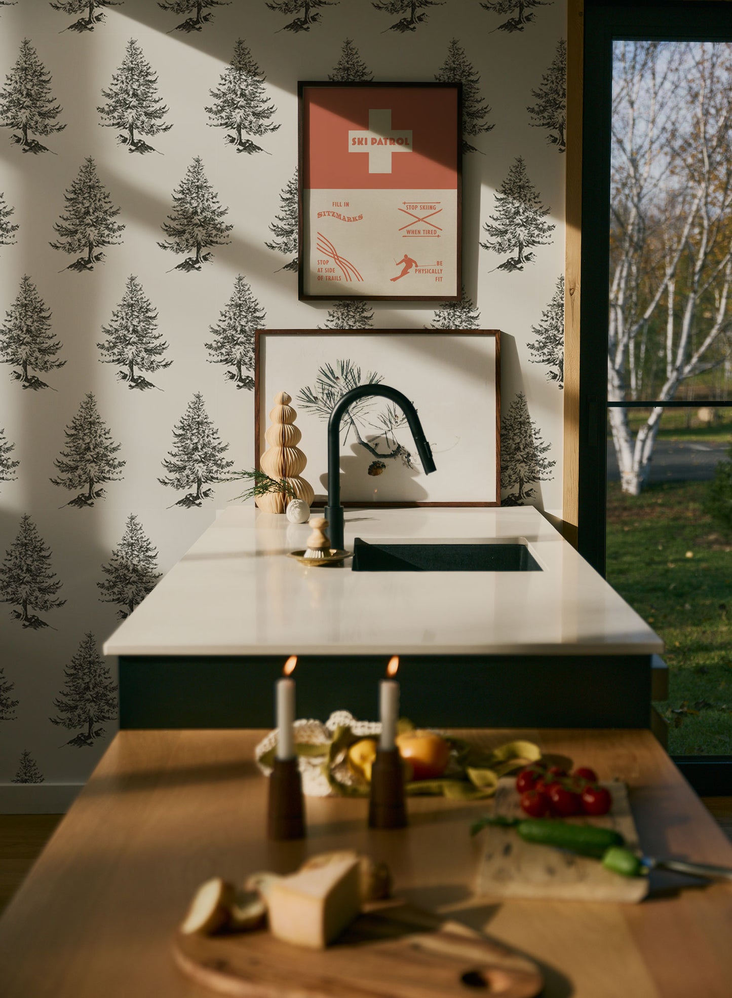 Forêt d'épinettes, Papier peint