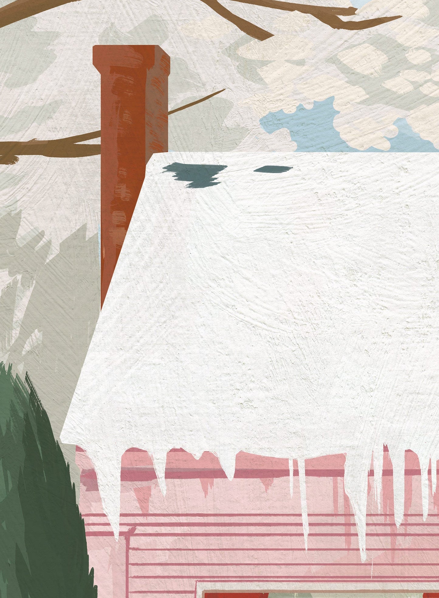 Cozy Pink Cottage, Canvas