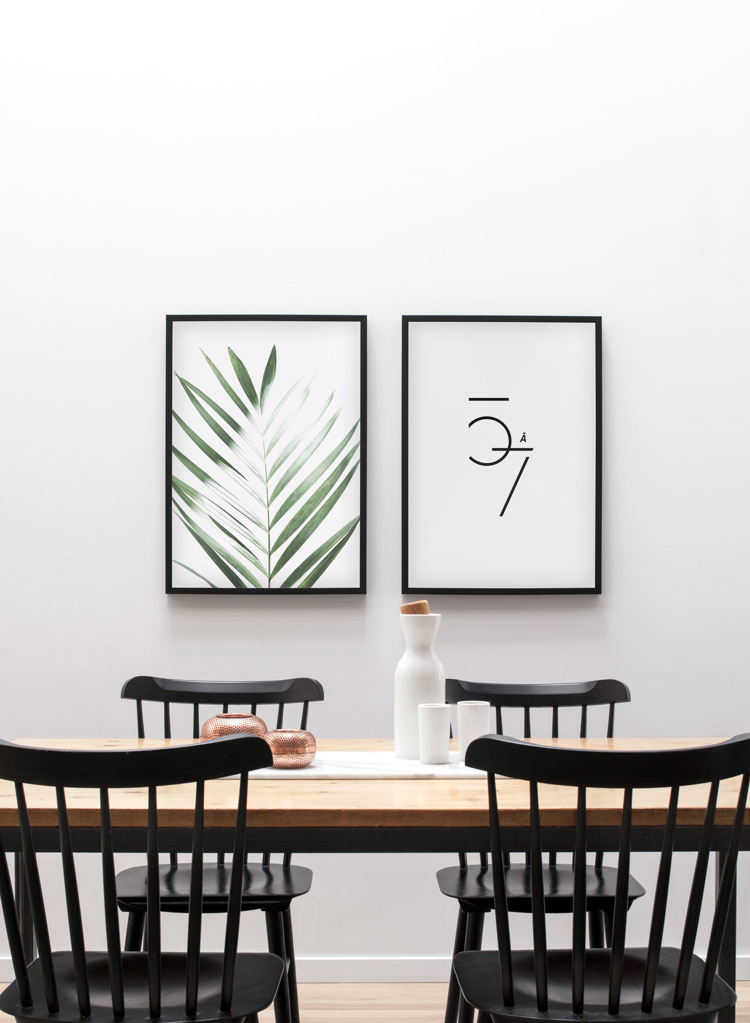 Modern minimalist poster by Opposite Wall with Sunlight palm leaf photo art - Dining room