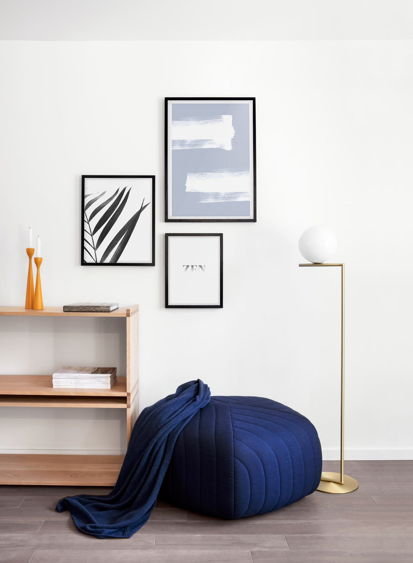 minimalist art print by Opposite Wall with trendy design - Living room with a pouf