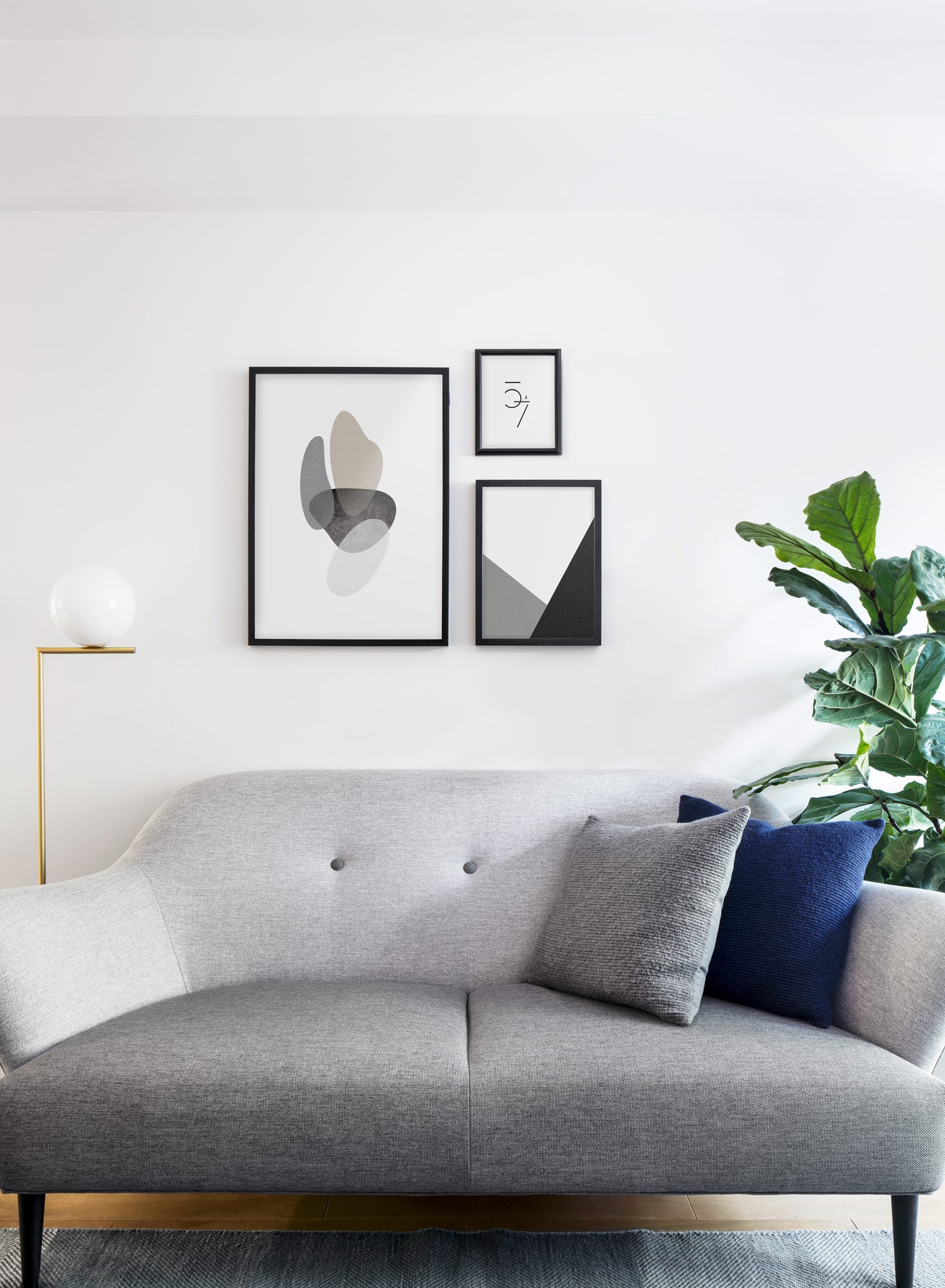 Modern minimalist poster by Opposite Wall with abstract graphic design Shapes No. 2 - Cozy living room with a sofa