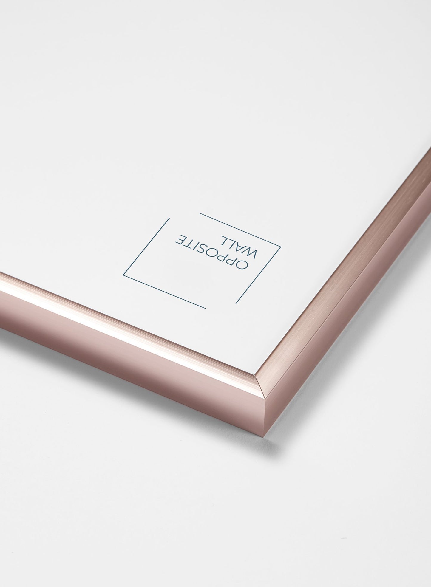 Scandinavian rose gold aluminum metal frame by Opposite Wall - Corner of the frame - Size 20x28 inches
