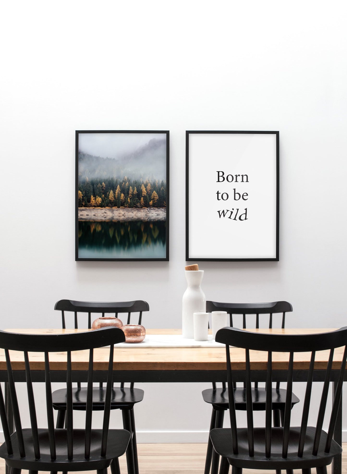 Stunning reflections - Misty lake and mountain modern minimalist photography poster by Opposite Wall - Gallery Wall Duo - Dining room