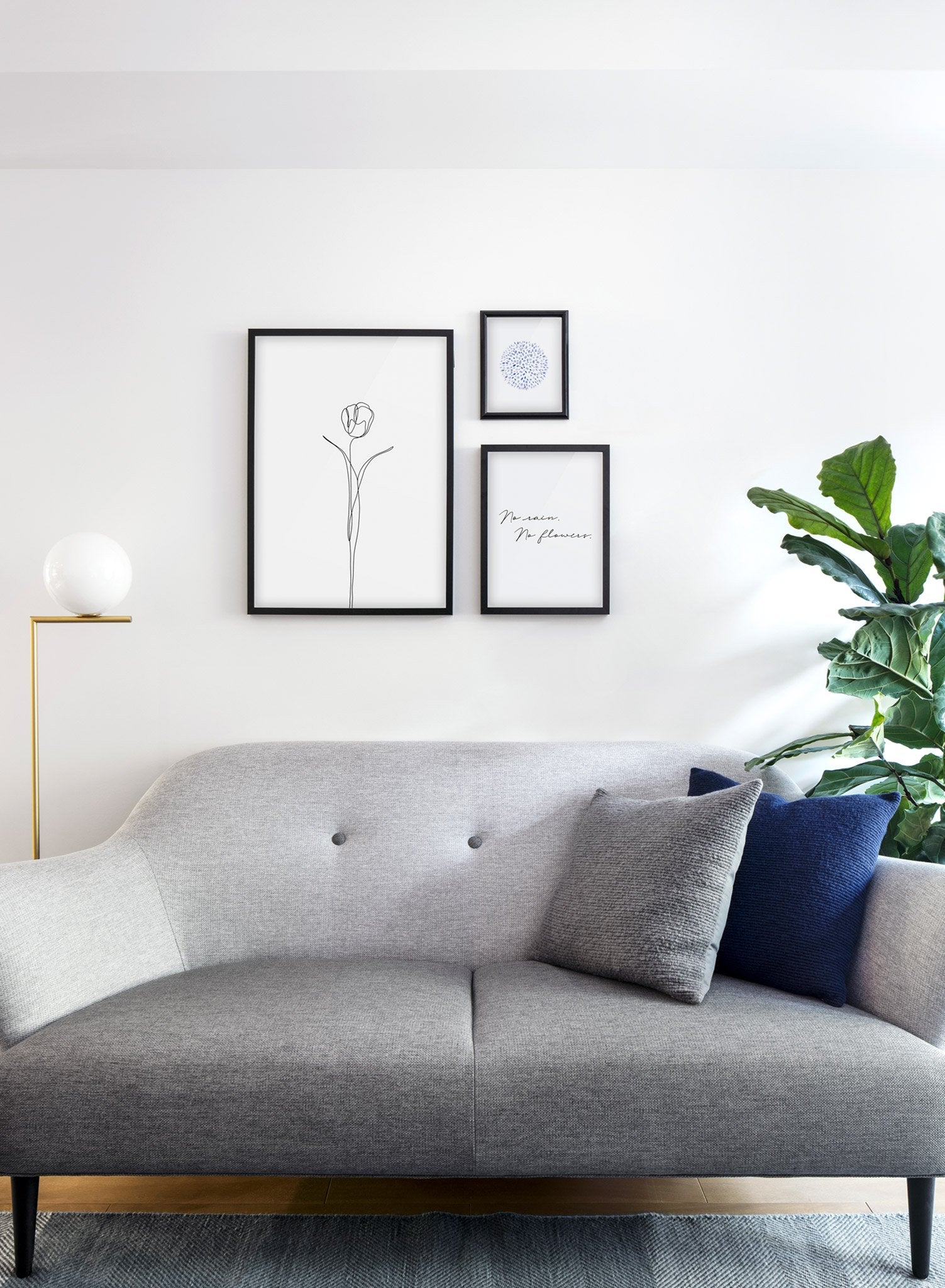 Modern minimalist poster by Opposite Wall with abstract illustration of Tulip - Gallery wall trio - Living room
