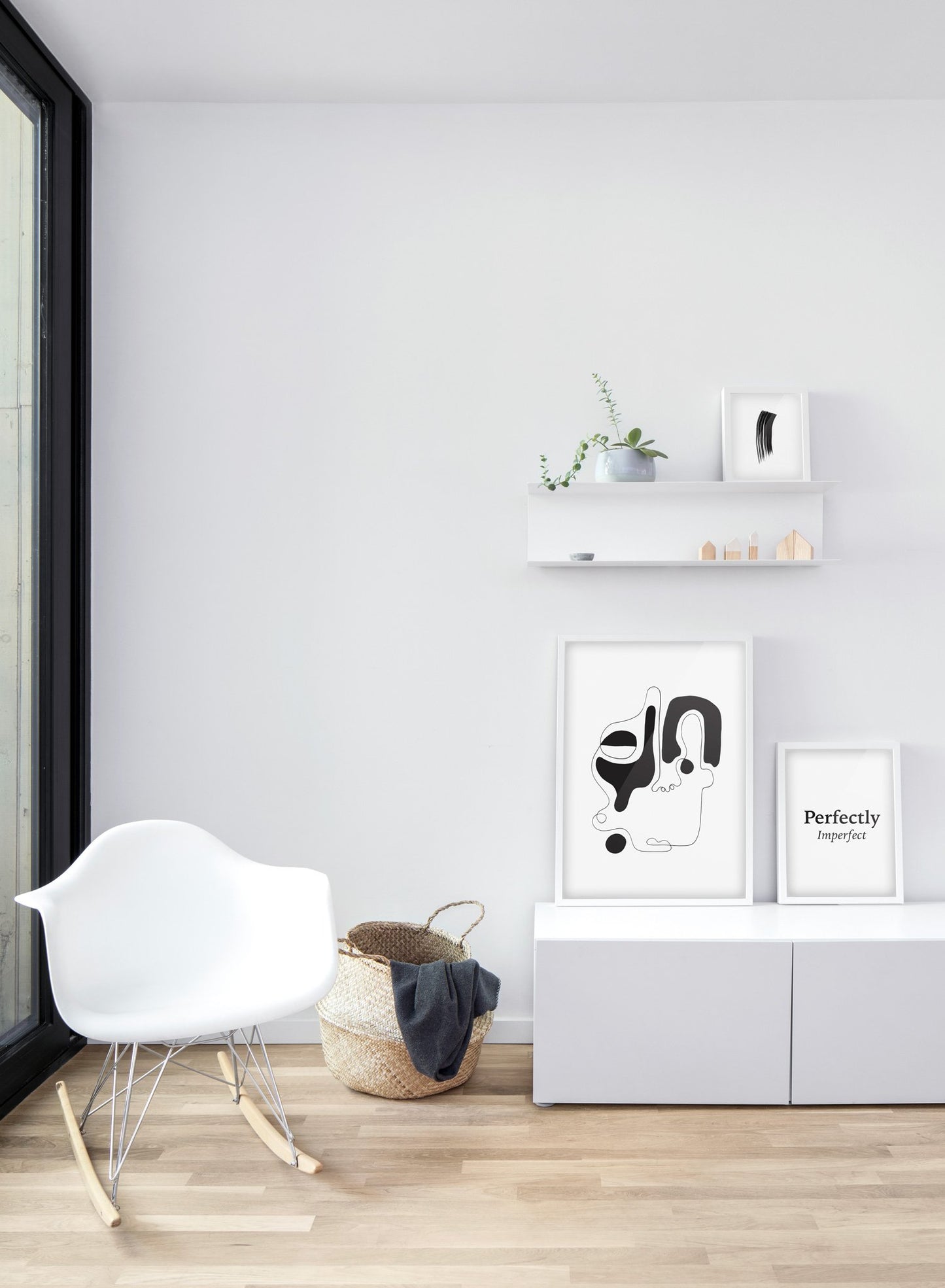 Scandinavian poster by Opposite Wall with abstract line art illustration - Trio - Living room