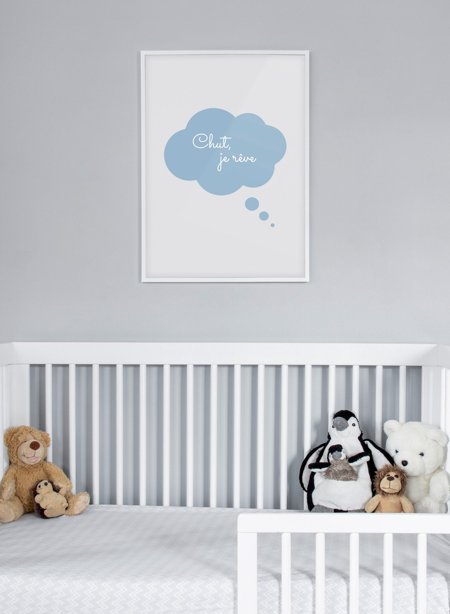 Modern minimalist poster by Opposite Wall with a french quote: Chut je rêve - kids collection - nursery