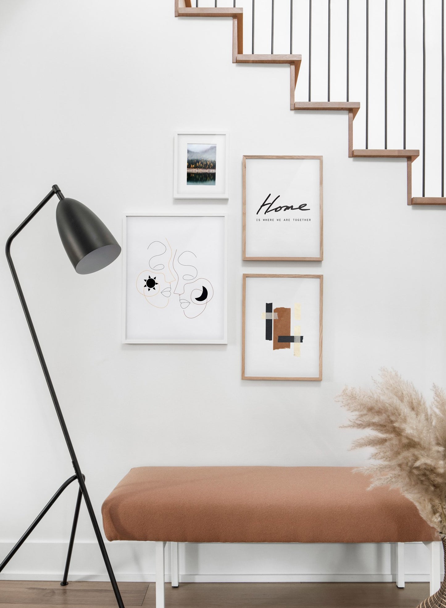 Scandinavian poster by Opposite Wall with abstract line art illustration - Gallery wall - Staircase