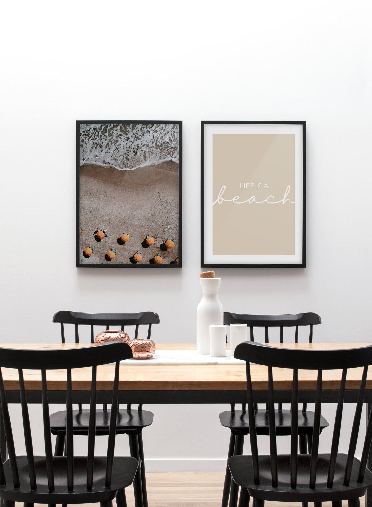 Day at the Beach modern minimalist photography poster by Opposite Wall - Dining room with gallery wall duo