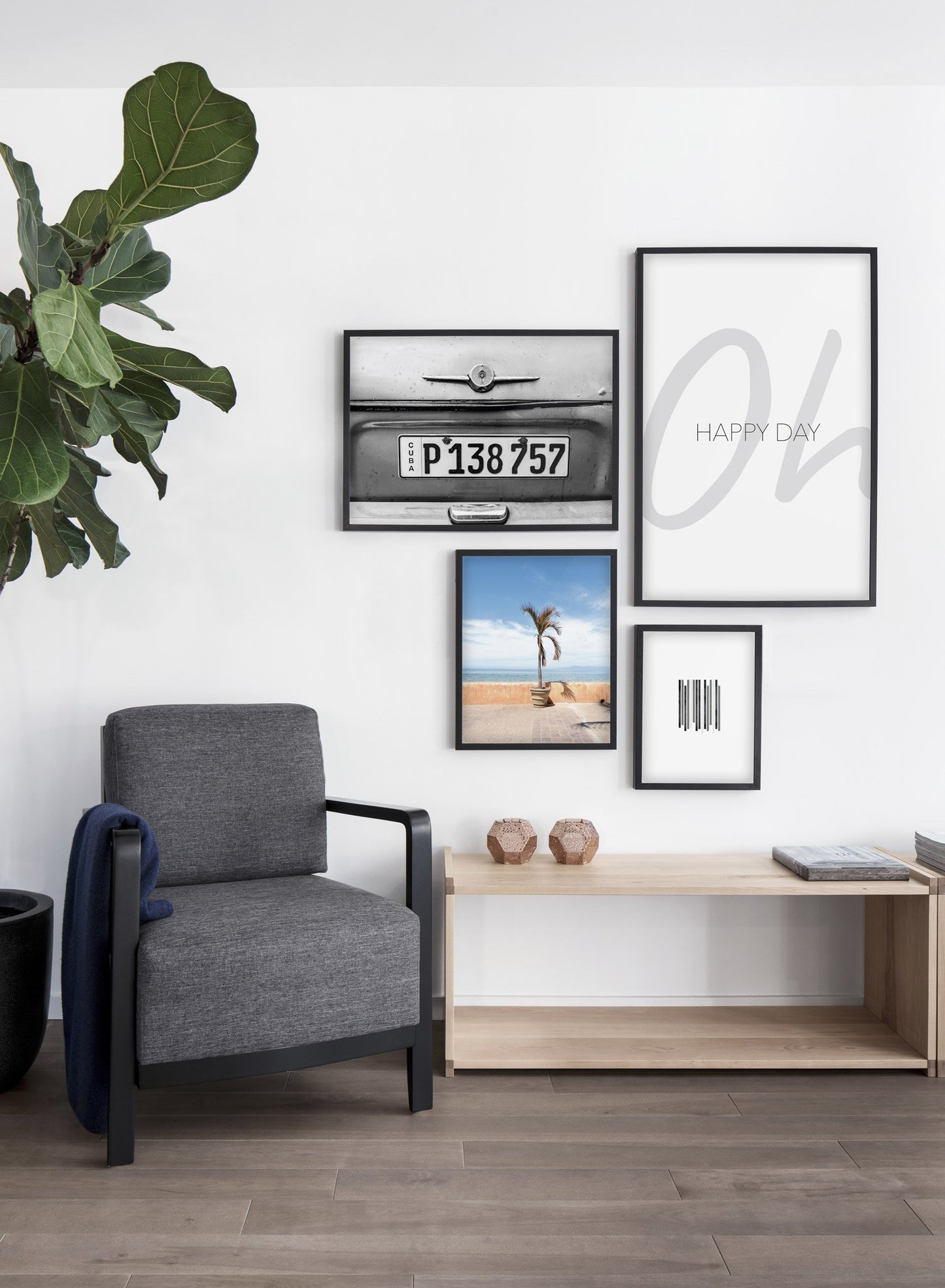 Cuba modern minimalist black and white photography poster by Opposite Wall - Living room