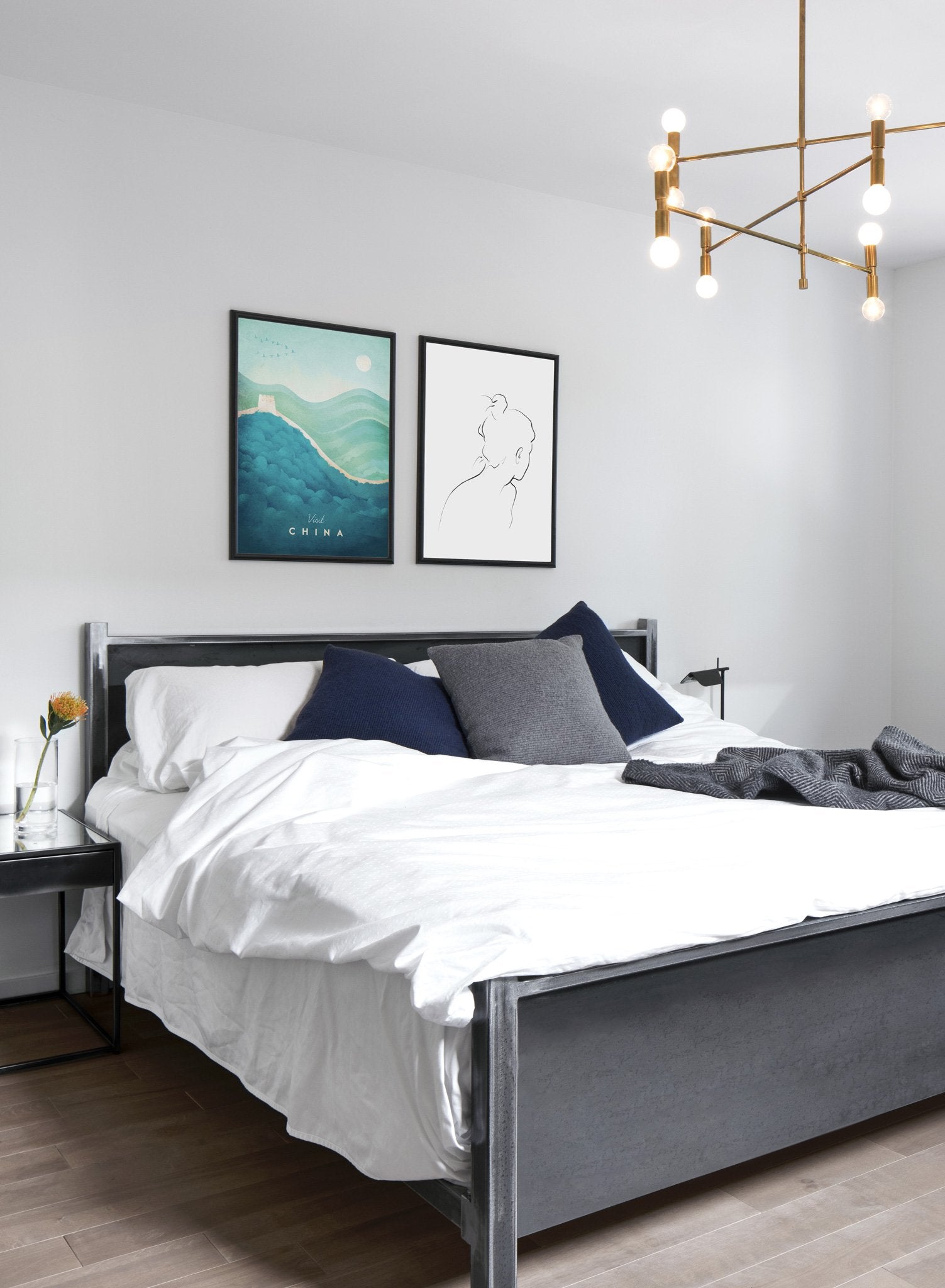 Modern minimalist poster by Opposite Wall with poster trio of illustration of Canada - EntrywayModern minimalist poster by Opposite Wall with poster trio of illustration of CanaModern minimalist poster by Opposite Wall with poster duo of illustration of China - Bedroom