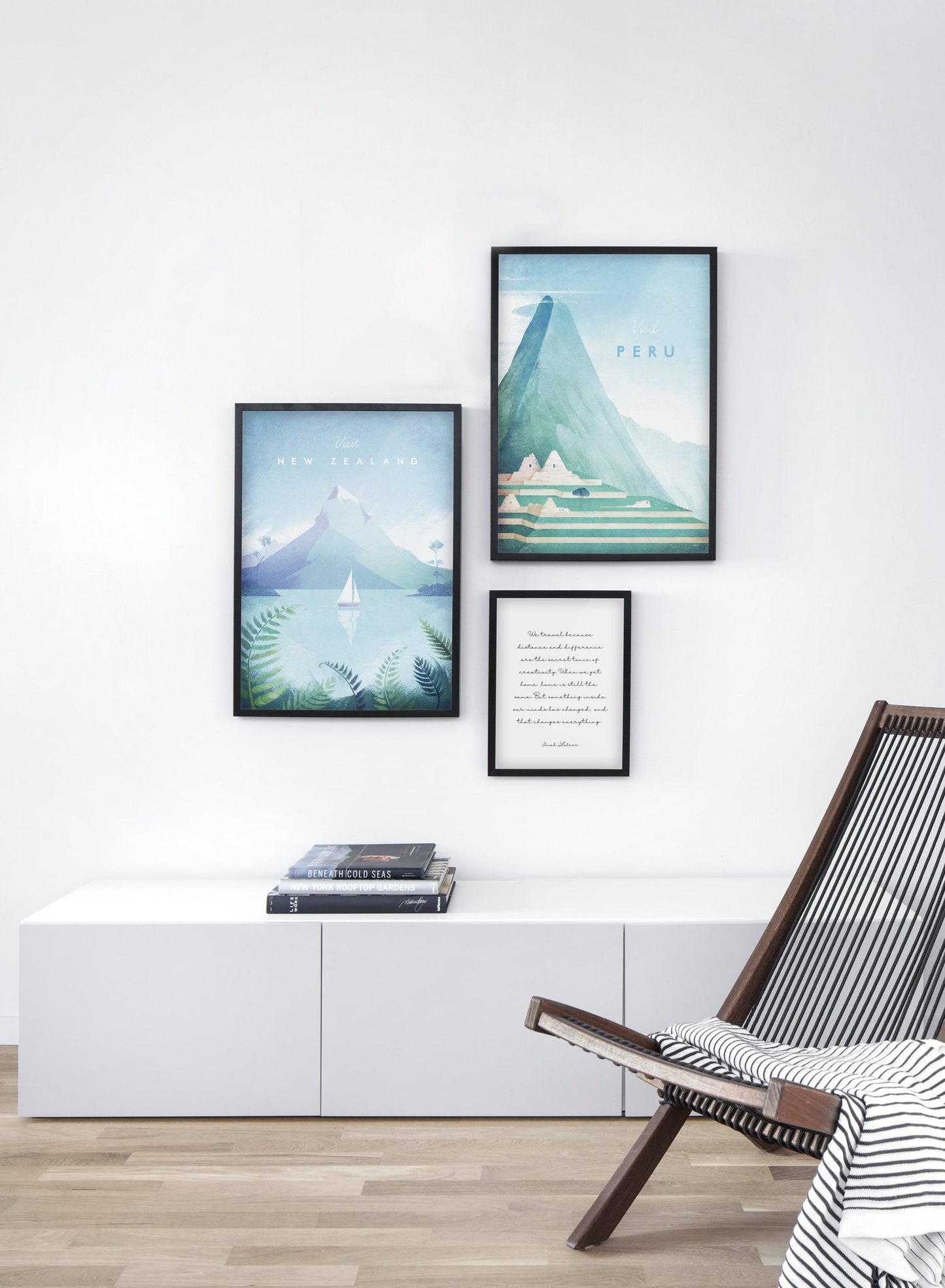 Modern minimalist poster by Opposite Wall with trio including illustration of Peru - Living Room