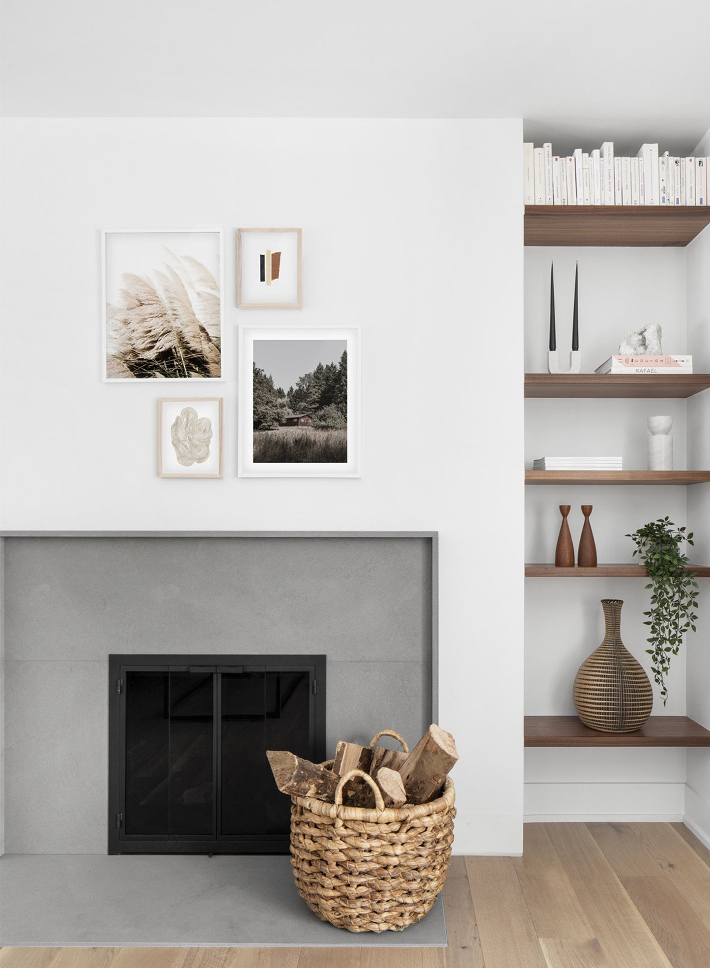 Cottage in the forest modern minimalist nature photography poster by Opposite Wall - Living room - Quad