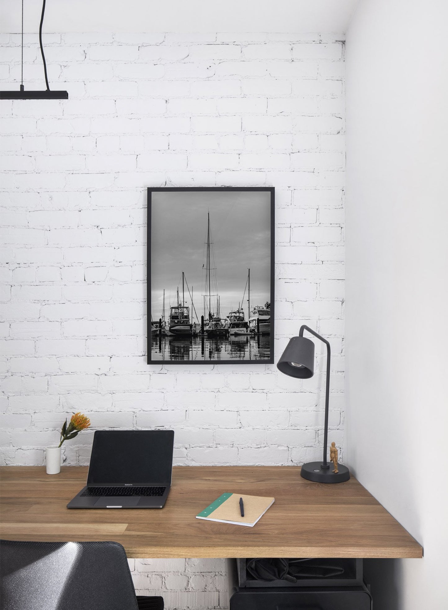 Boats in a marina modern minimalist nature photography poster by Opposite Wall - Office Desk