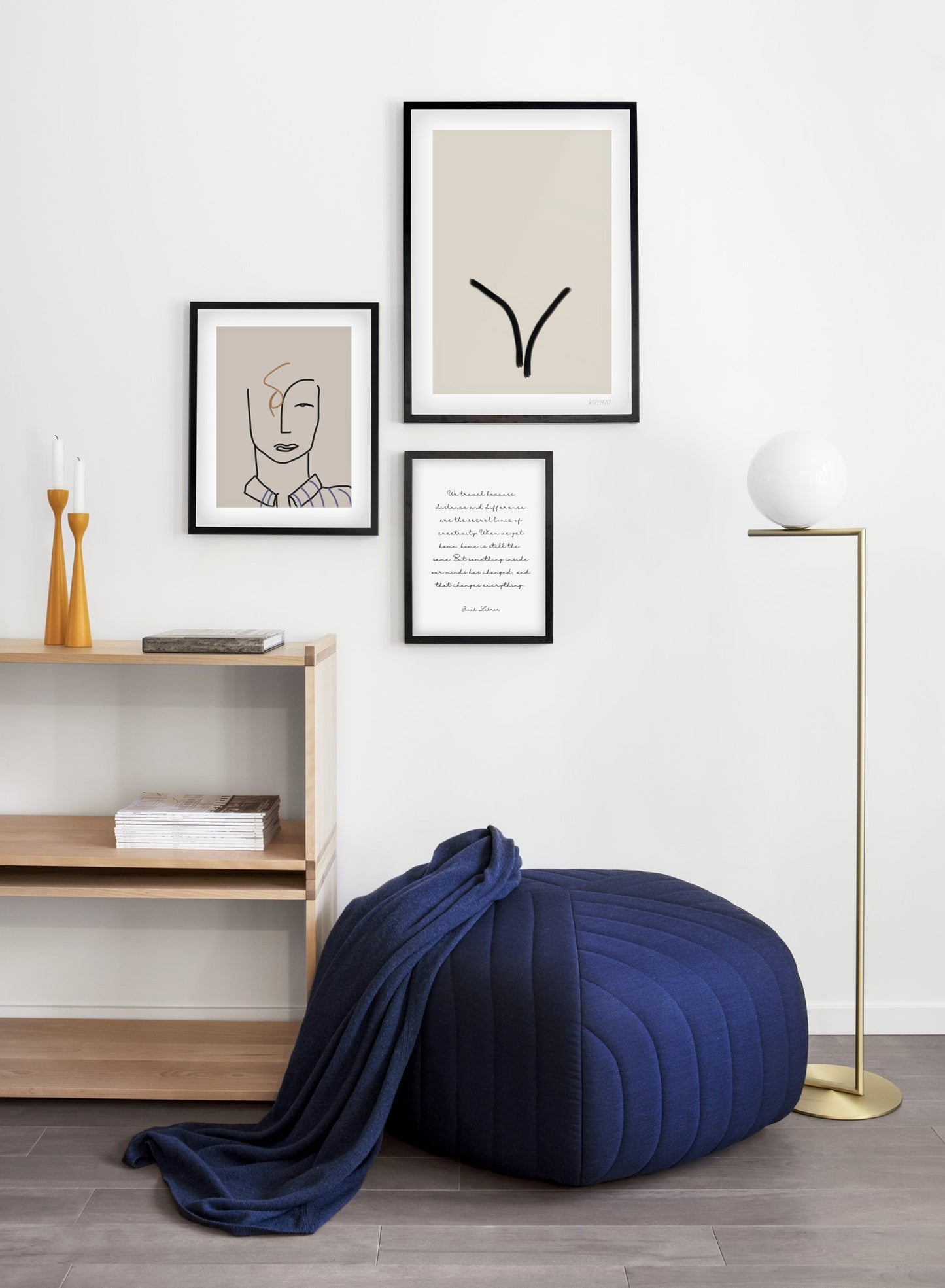 Scandinavian poster by Opposite Wall with abstract painting of two lines - Trio - Living Room