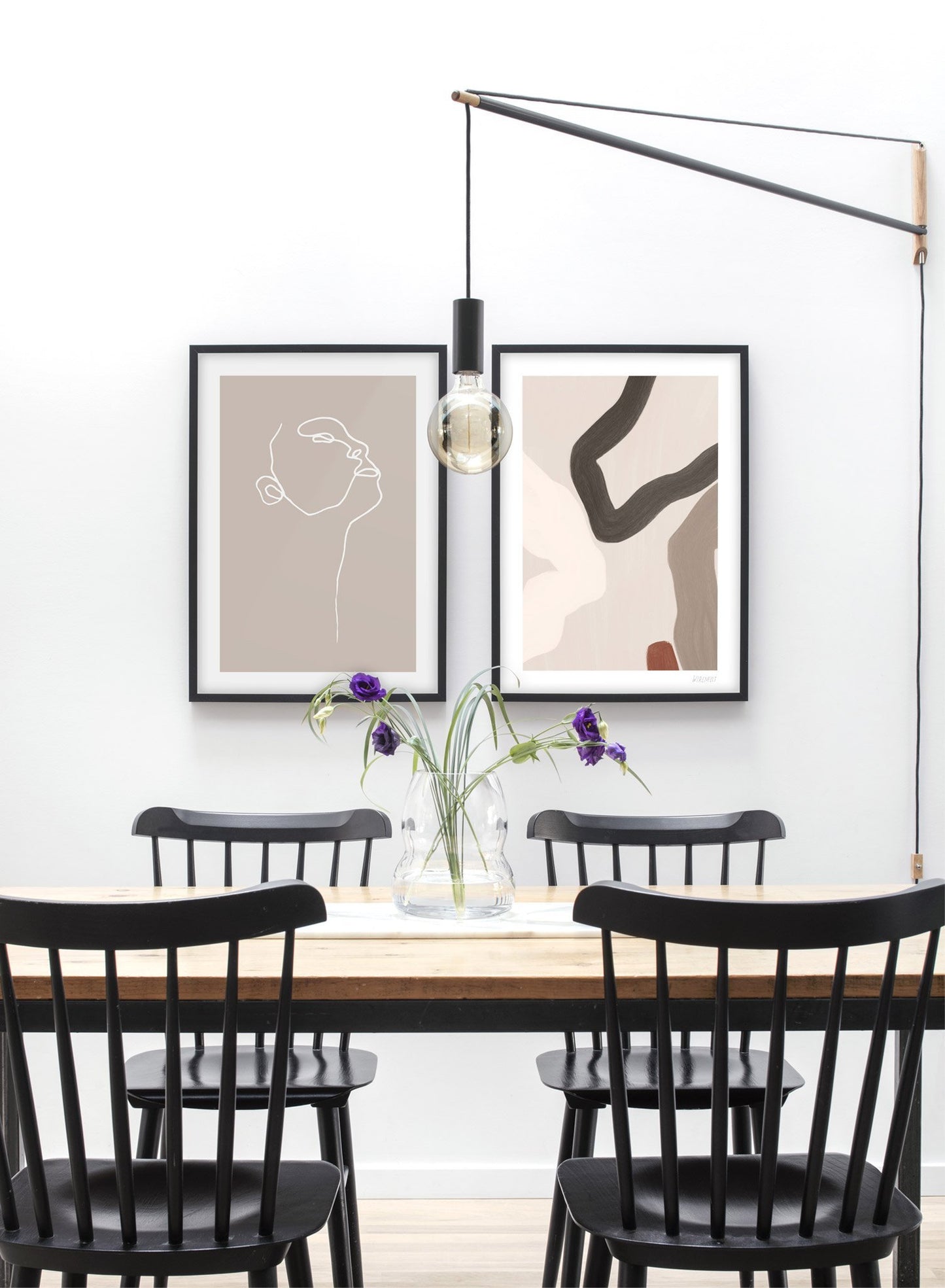 Modern minimalist poster by Opposite Wall with abstract illustration of Profile in Beige - dining room - duo