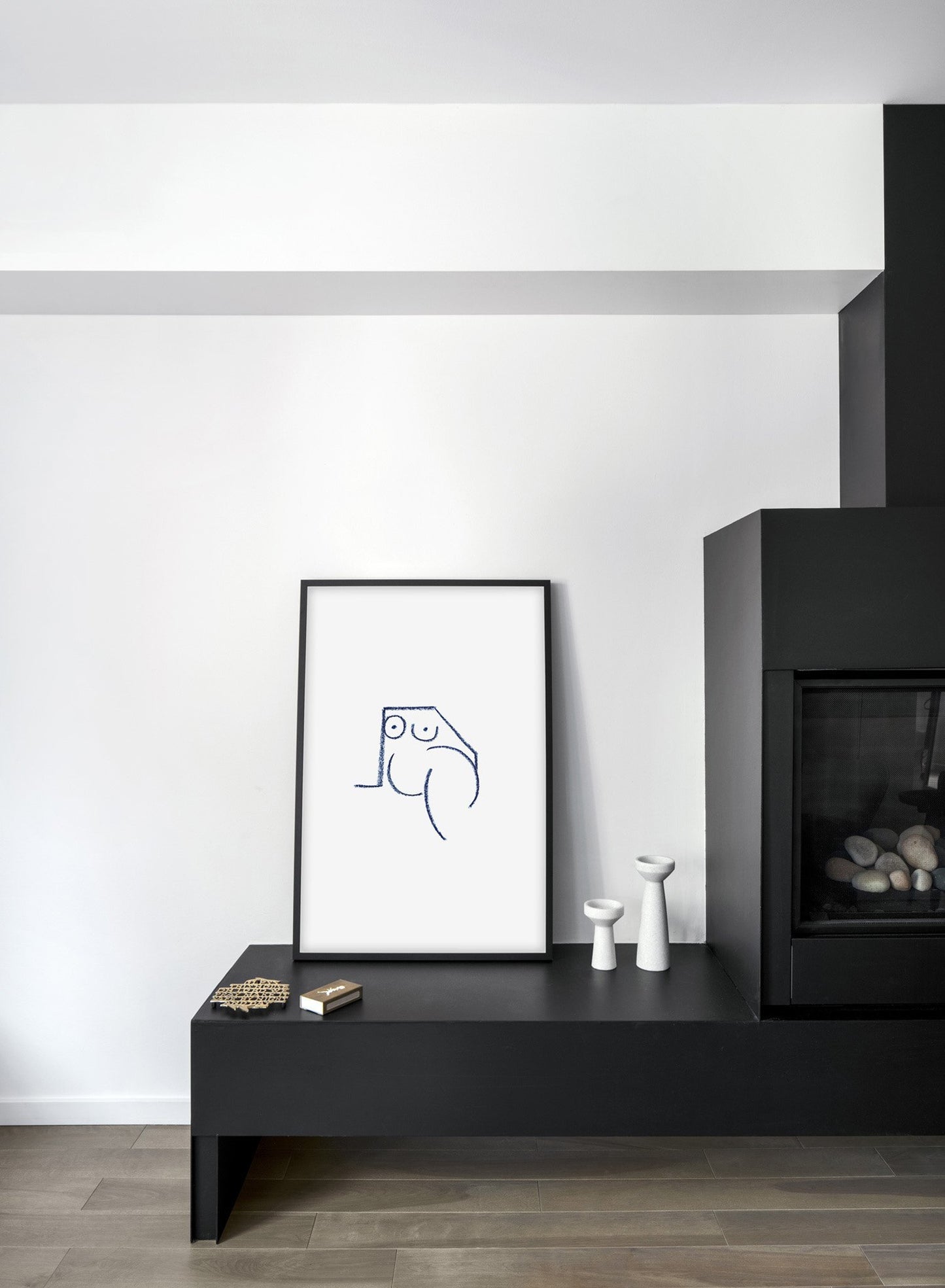 Modern minimalist poster by Opposite Wall with abstract line art illustration of Woman in Cubism - Living Room