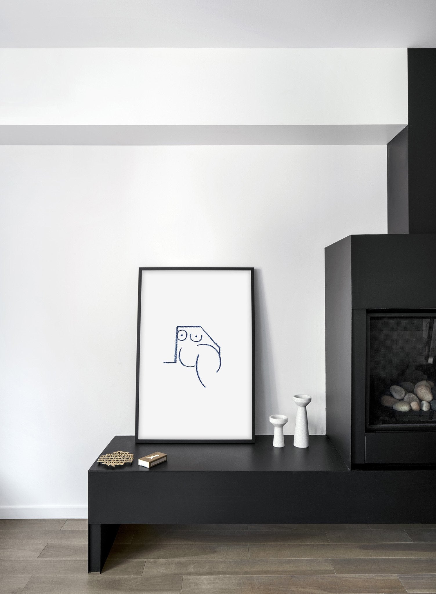 Modern minimalist poster by Opposite Wall with abstract line art illustration of Woman in Cubism - Living Room