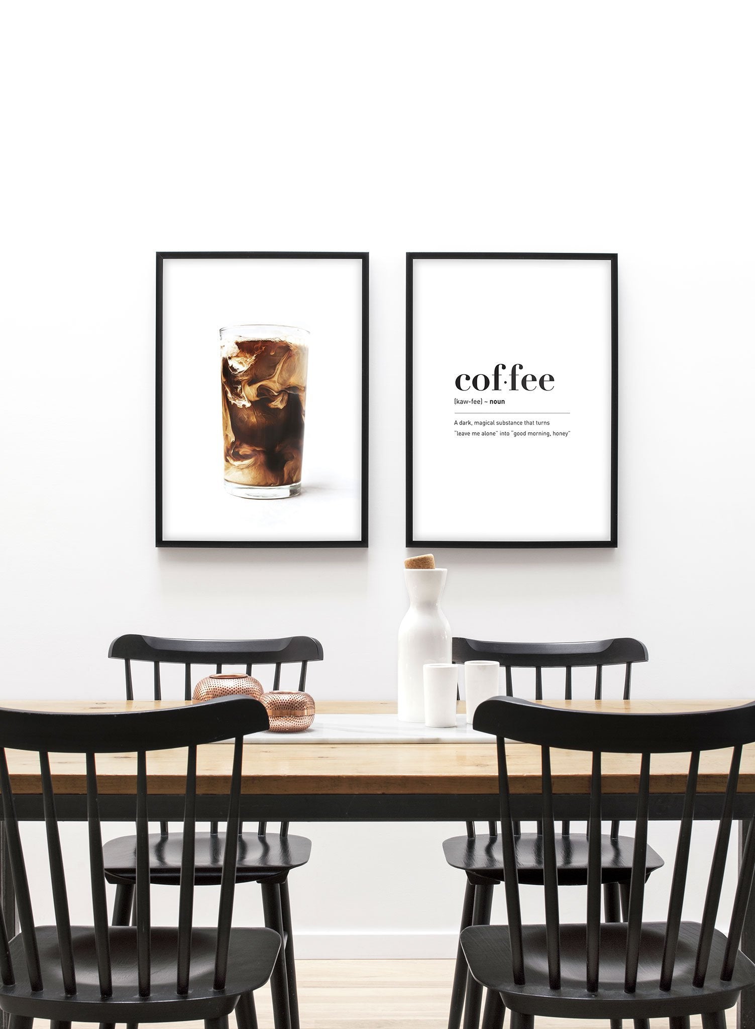 Modern minimalist poster by Opposite Wall with Coffee typography quote - duo - dining room