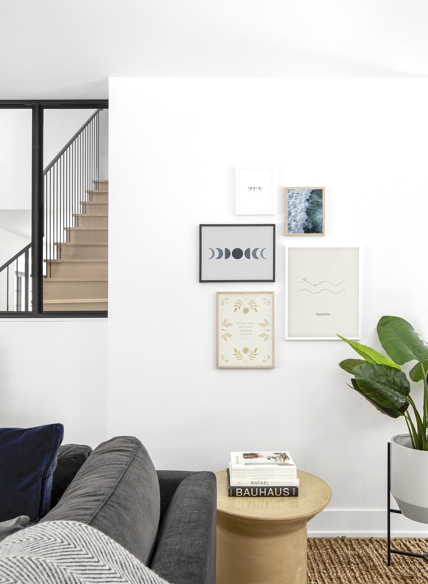 Minimalist celestial illustration poster by Opposite Wall with Aquarius symbol - Lifestyle Gallery - Living Room