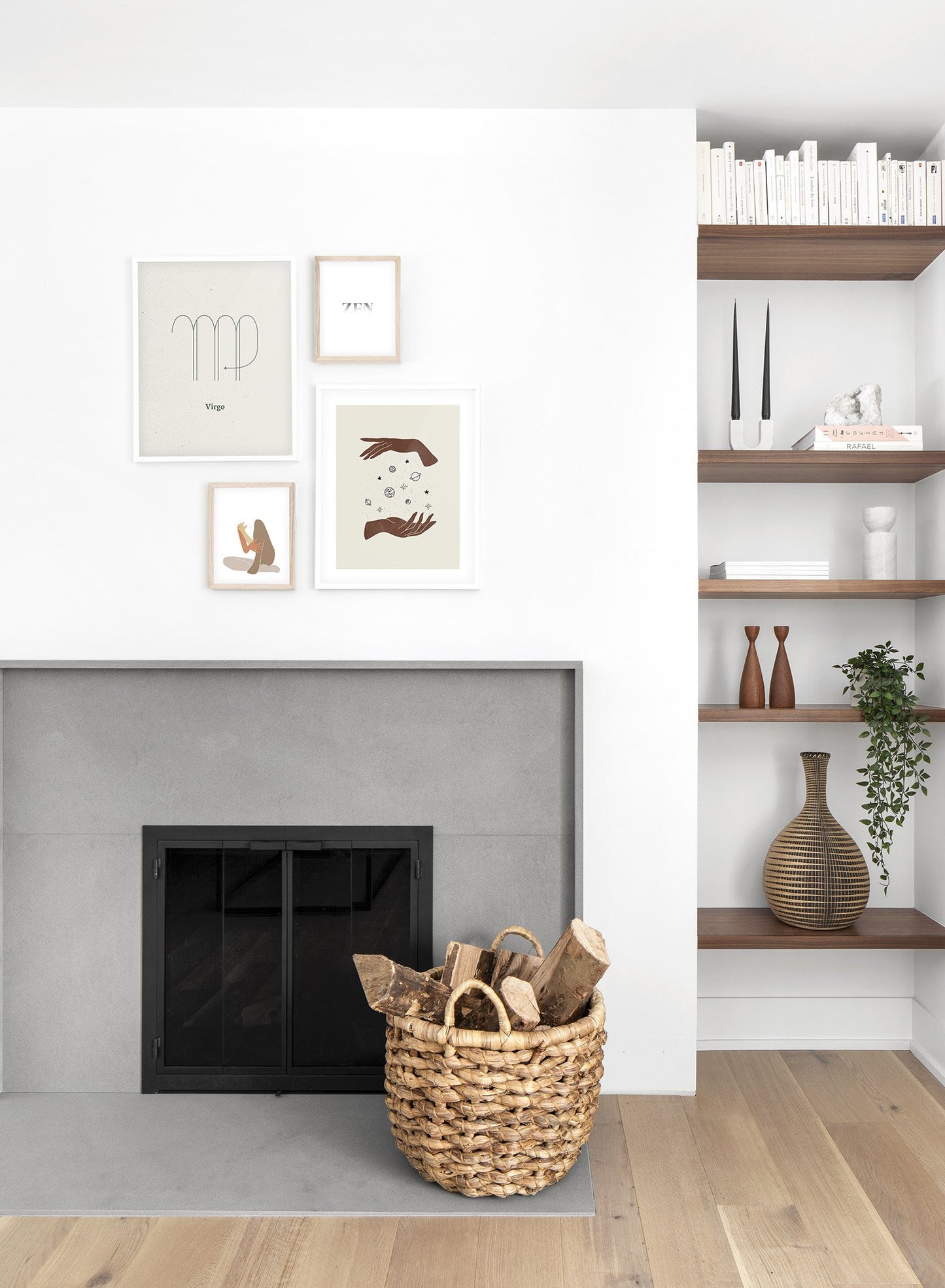 Minimalist celestial illustration poster by Opposite Wall with Virgo symbol - Lifestyle Gallery - Living Room