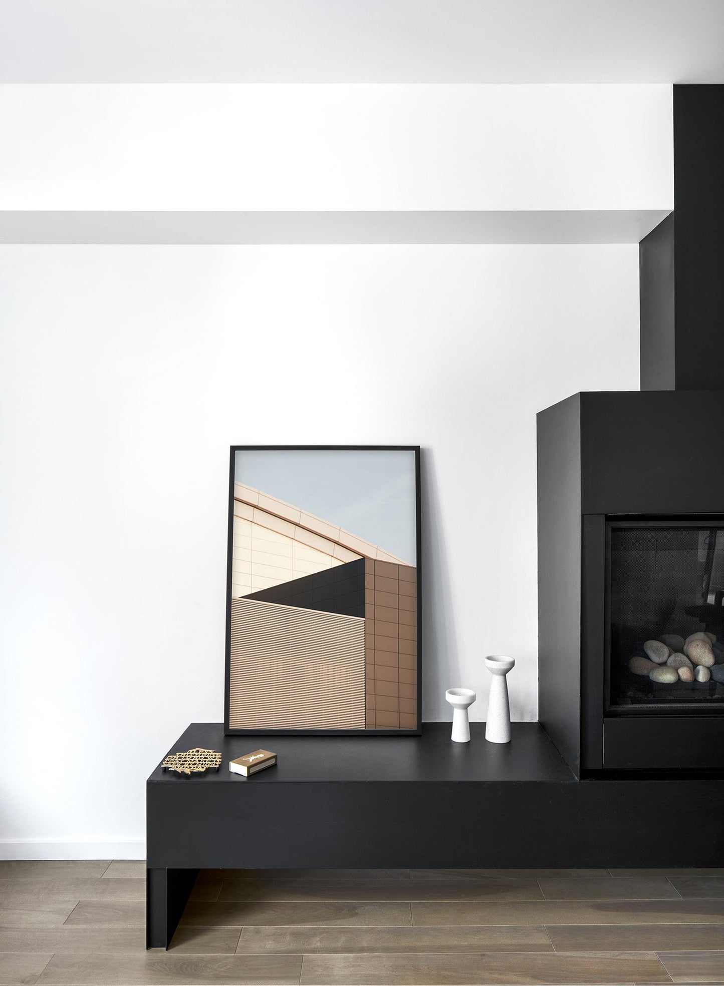 Modern minimalist poster by Opposite Wall with photography of buildings with beige bricks - Lifestyle - Living Room