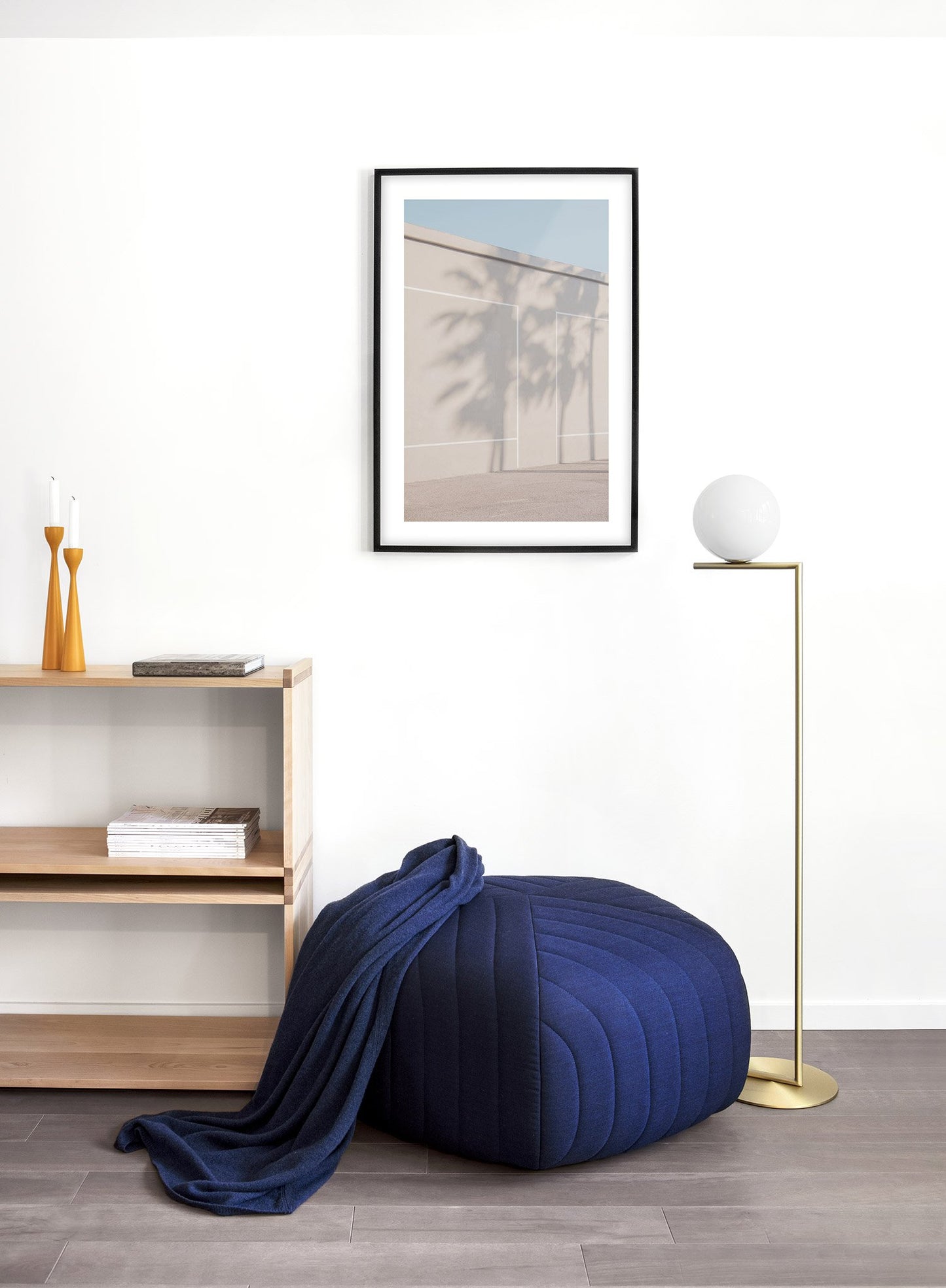 Modern minimalist poster by Opposite Wall with photography of beige wall and palm tree shadows - Lifestyle - Living Room