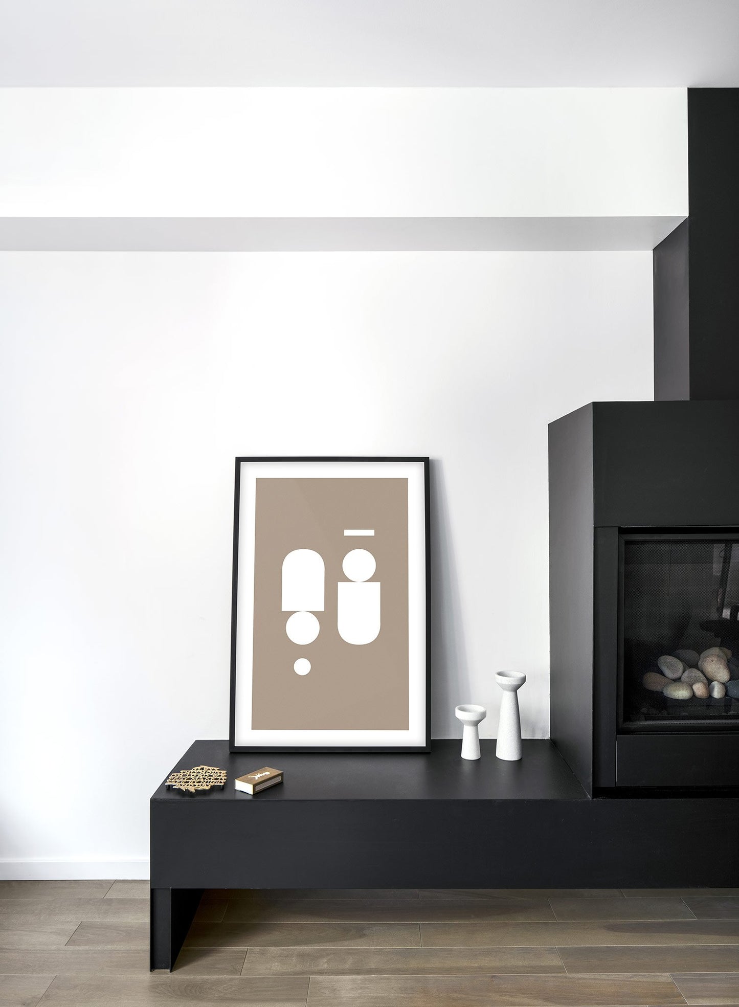 Modern minimalist poster by Opposite Wall with symmetrical abstract design, Near Symmetry in Beige - Lifestyle - Living Room