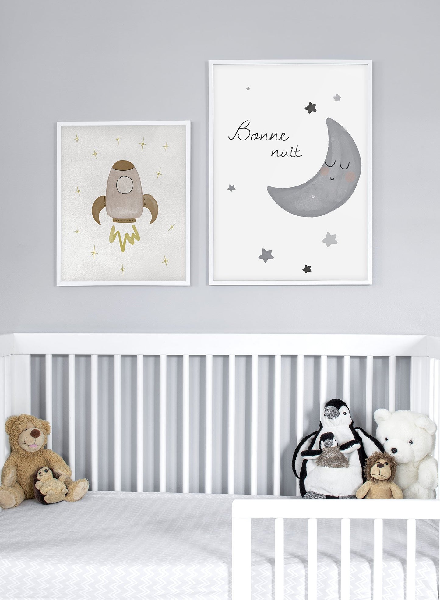 Kids nursery illustration poster by Opposite Wall with spaceship rocket - Lifestyle Duo - Kids Nursery