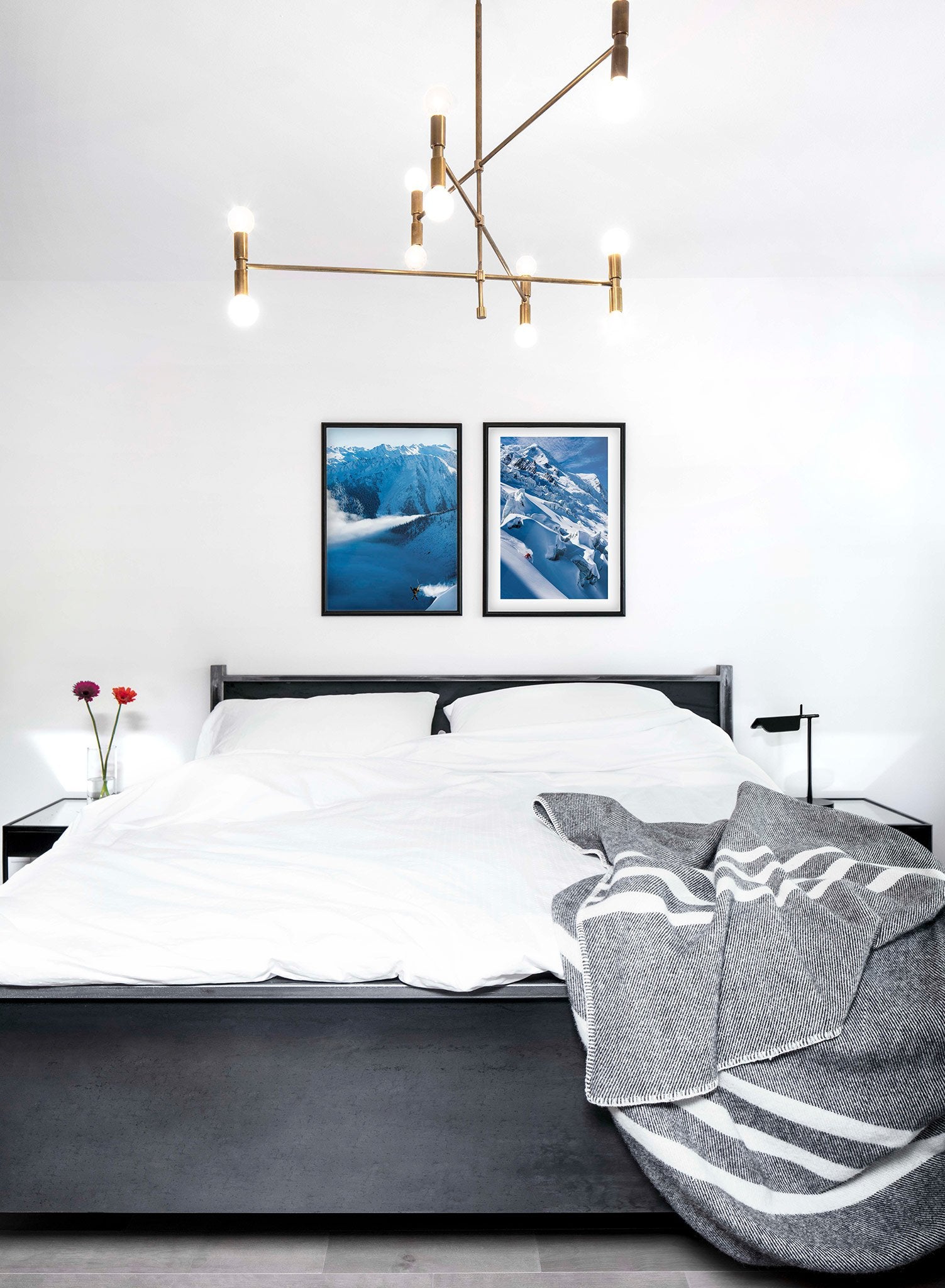 Landscape photography poster by Opposite Wall with snowy mountain peaks - Lifestyle Duo - Bedroom