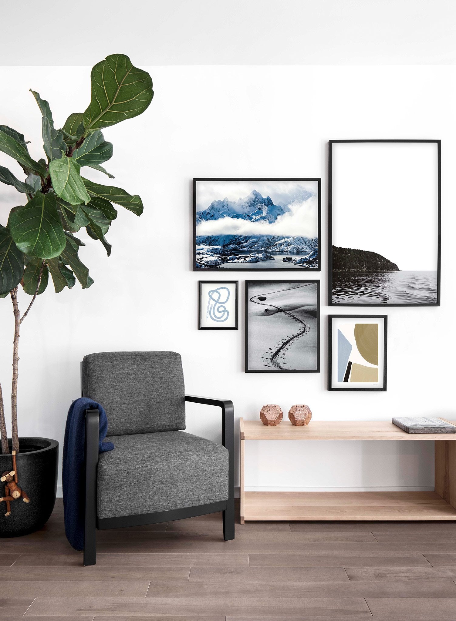 Landscape photography poster by Opposite Wall with mountain peaks - Lifestyle Gallery - Living Room
