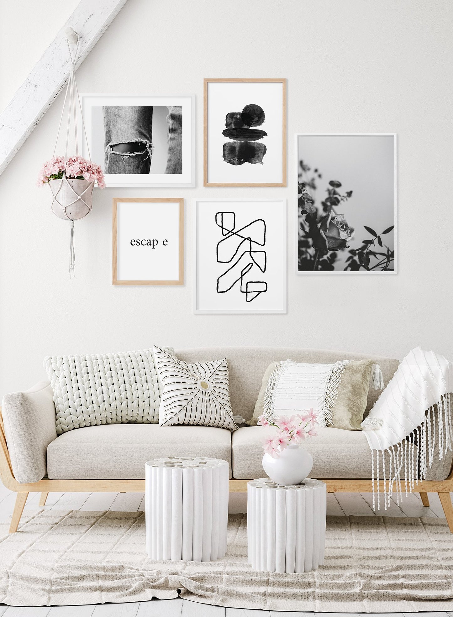 "Romantic Rose" is a flower photography poster by Opposite Wall of a black & white rose flower bouquet.