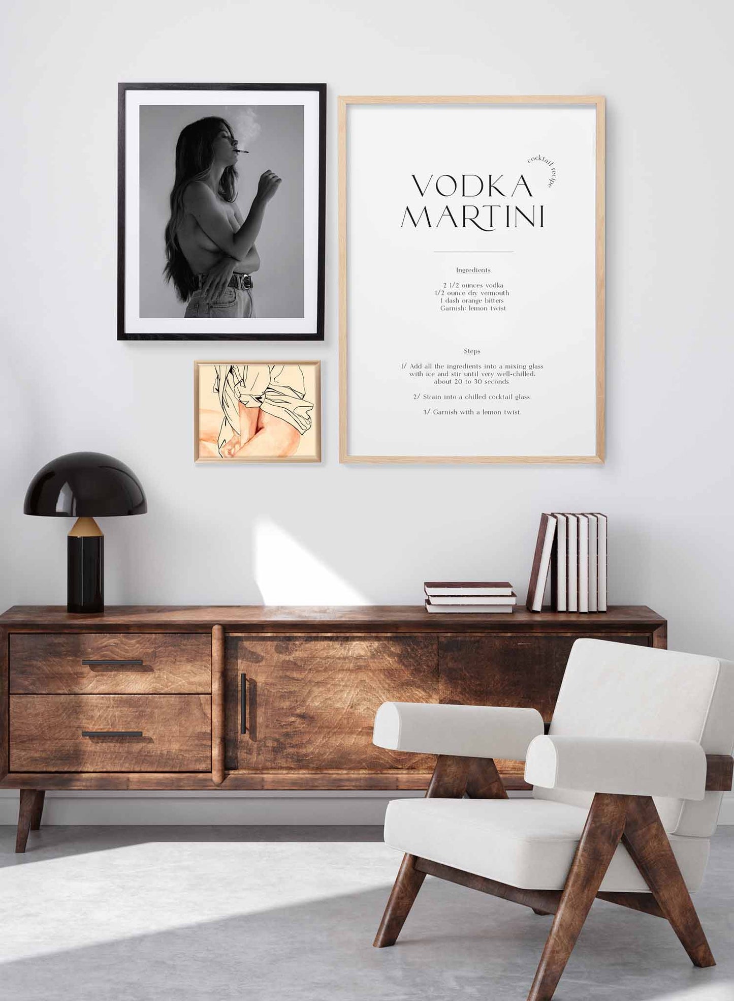 Vodka Martini is a cocktail recipe typography poster by Opposite Wall.