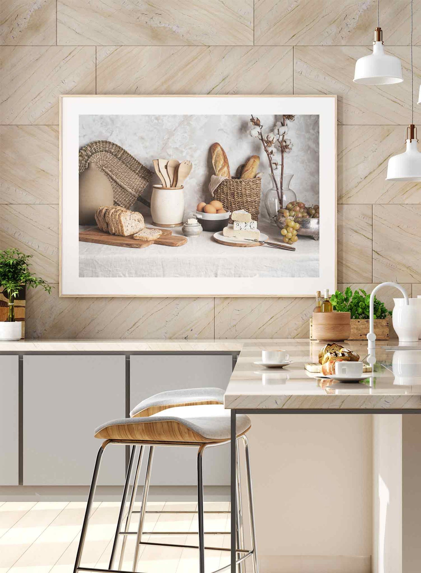 Ode to Carbs is a food still life photography poster with bread, butter and cheese by Opposite Wall.