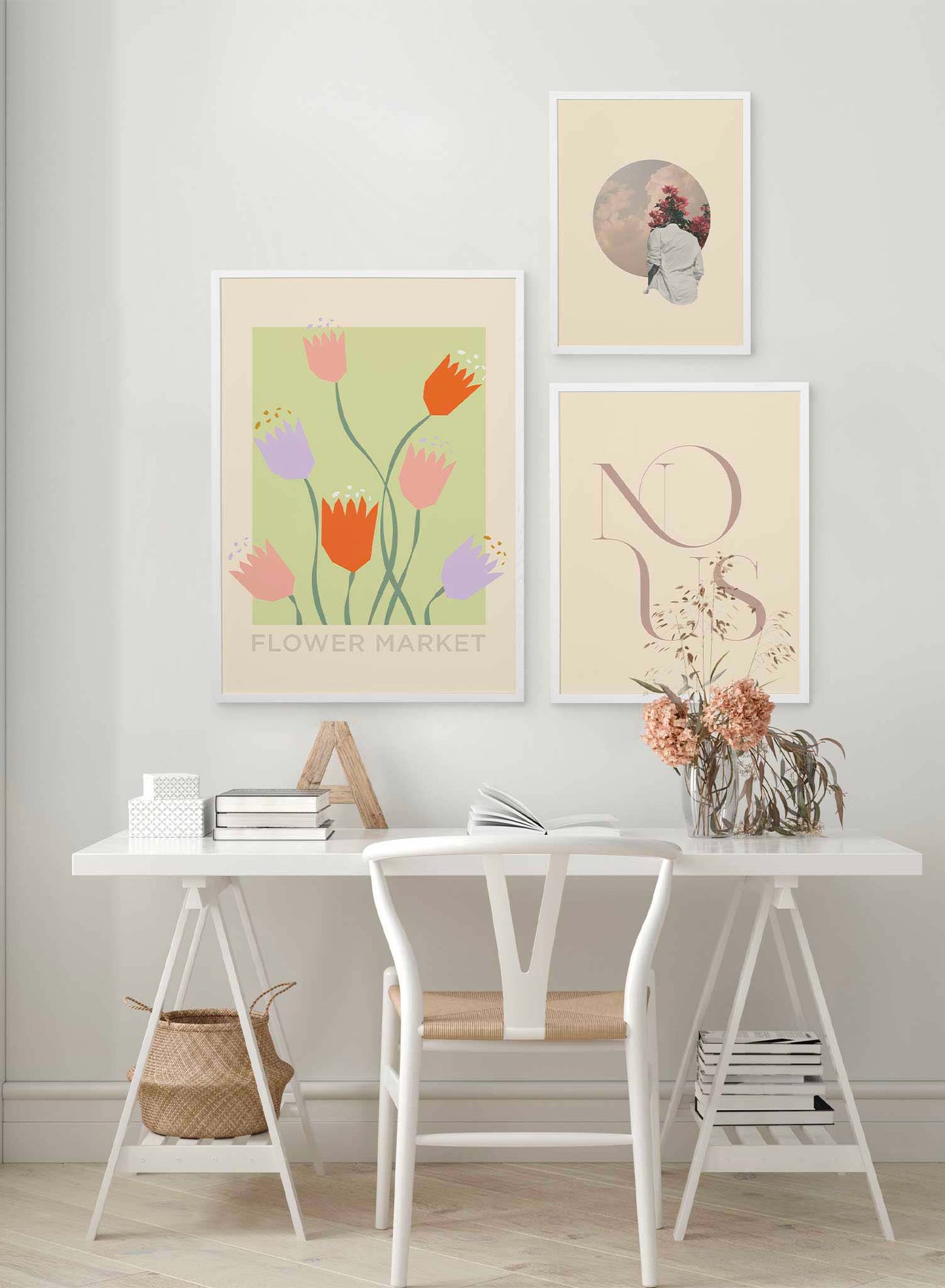 Flower Market is a vector illustration of a patch of colourful and pretty tulips by Opposite Wall.