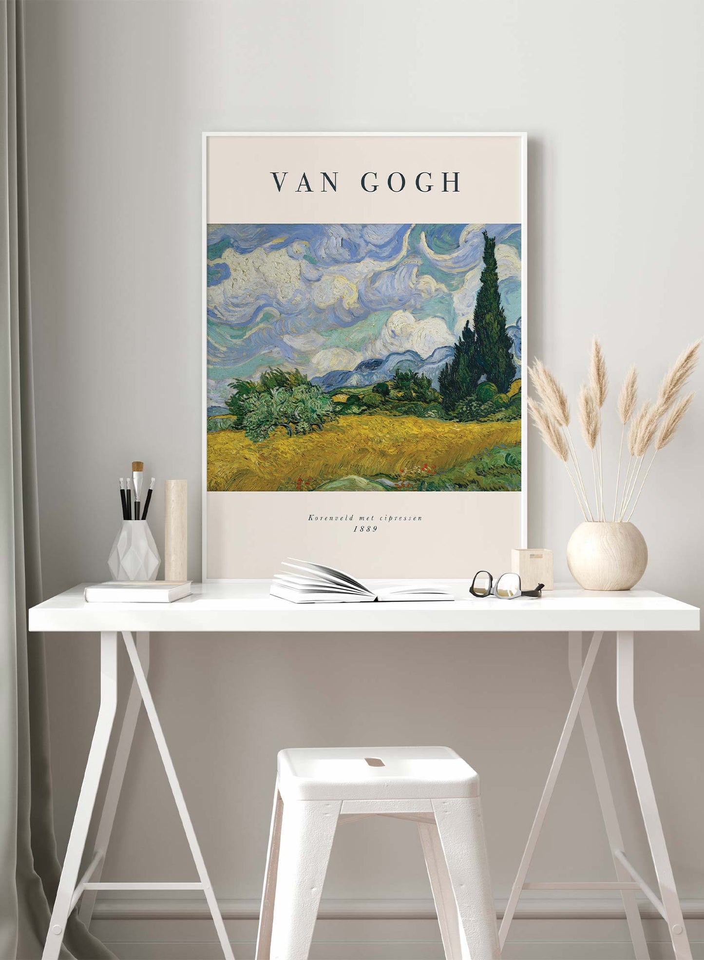 Wheat Field with Cypresses is a minimalist artwork by Opposite Wall of Van Gogh's Korenveld met cipressen from 1889.
