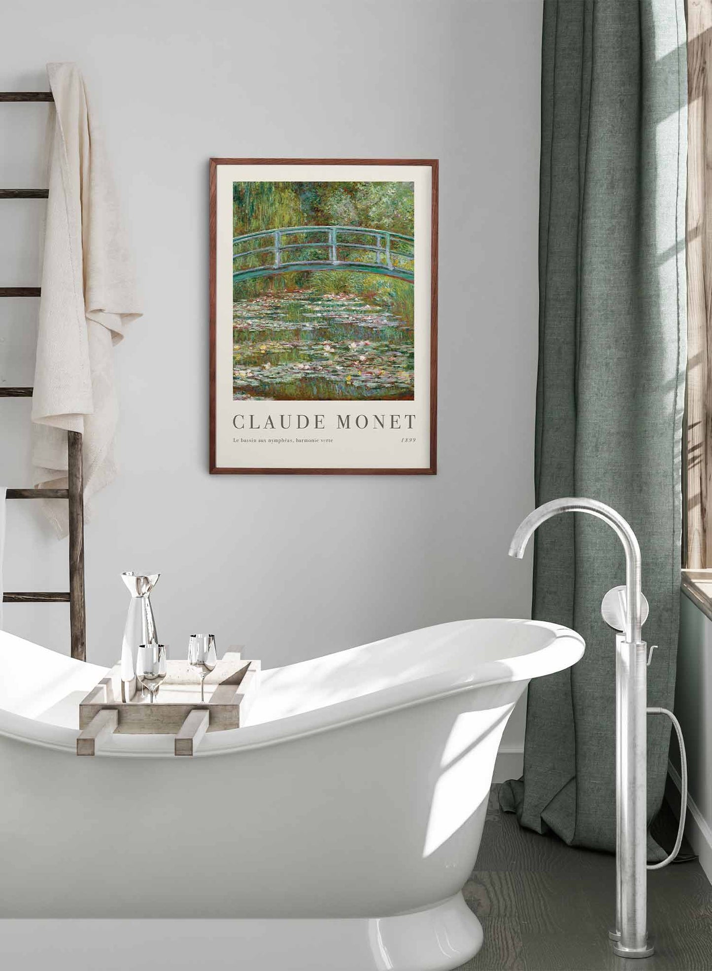 Bridge over a Pond of Water Lilies is a minimalist artwork by Opposite Wall of Claude Monet's Le bassin aux nymphéas, harmonie verte from 1889.