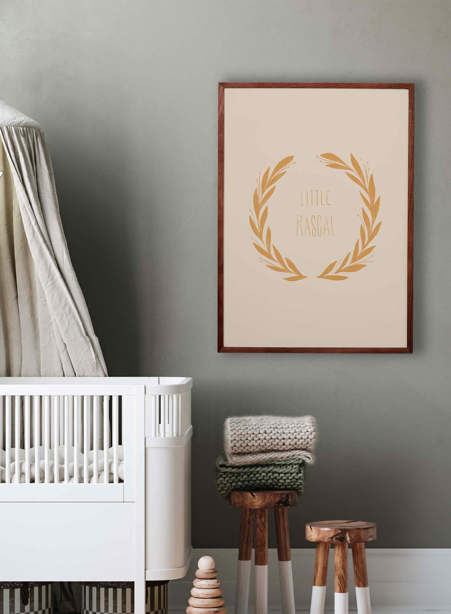 Little Rascal is a minimalist typography by Opposite Wall of the words "Little Rascal" wrapped around a leaf pattern.