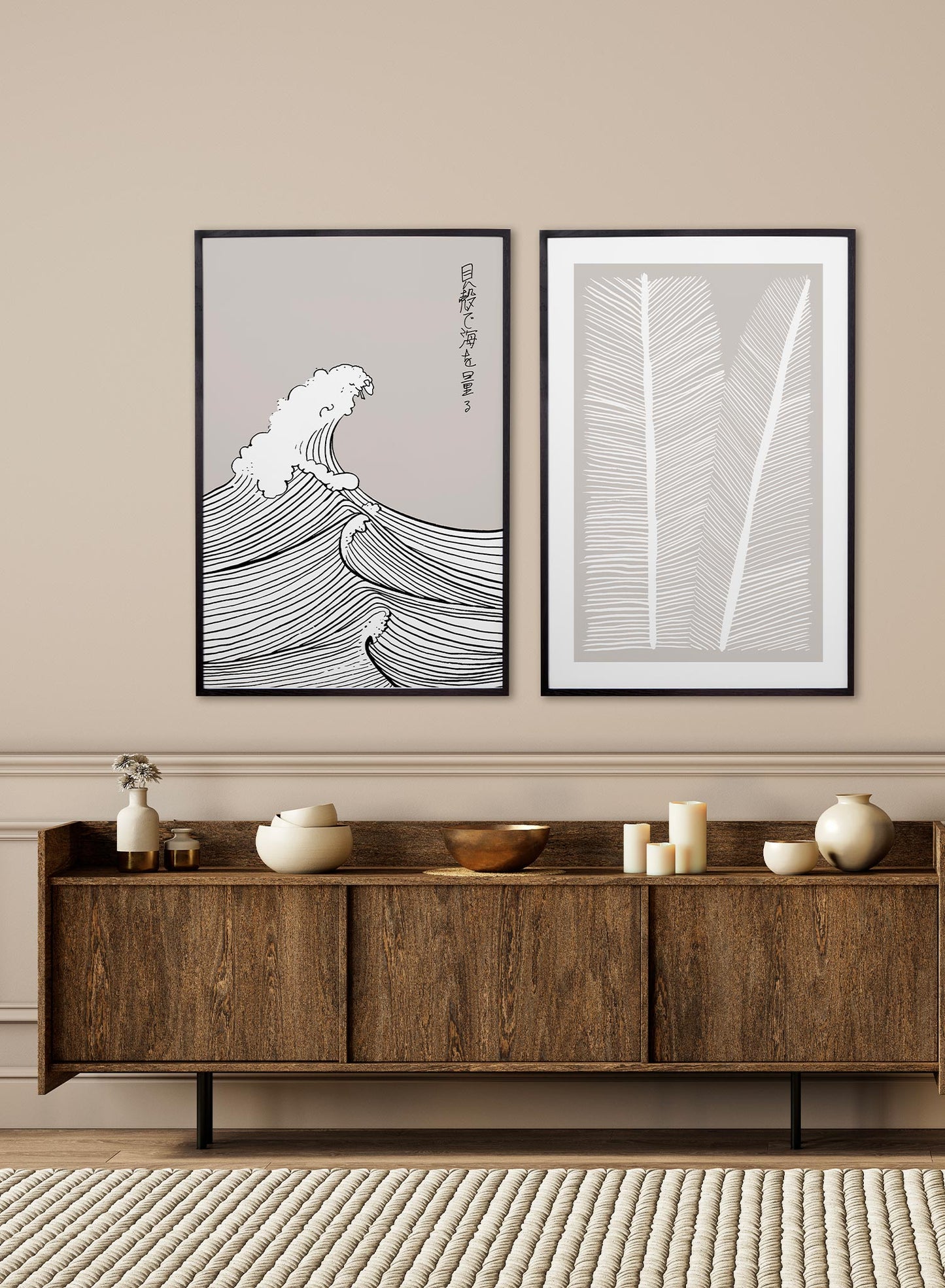 Kanagawa, Simplified is a minimalist illustration by Opposite Wall of a hand drawn tall crashing wave.