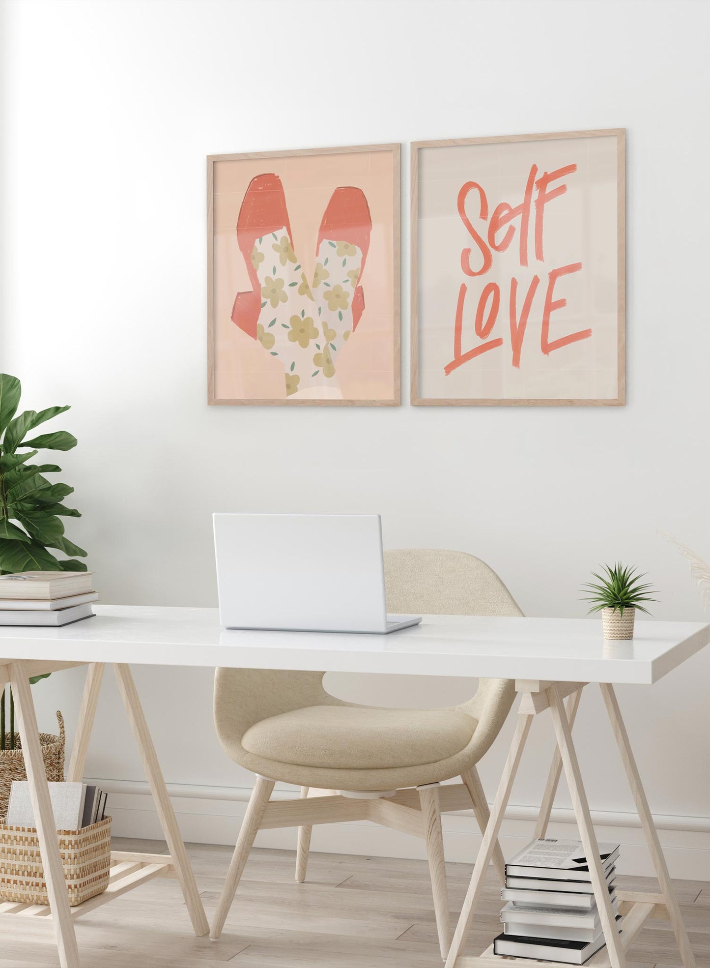 The Love Within is a minimalist typography by Opposite Wall of the words "Self Love" written in big orange with a paint brush.