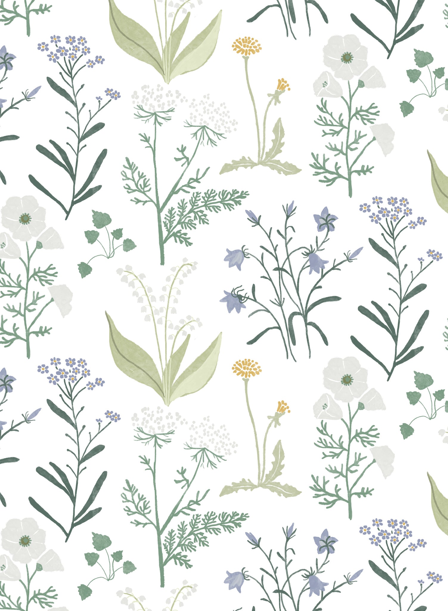 Papier peint mural avec accents de fleurs sauvages – Peler et