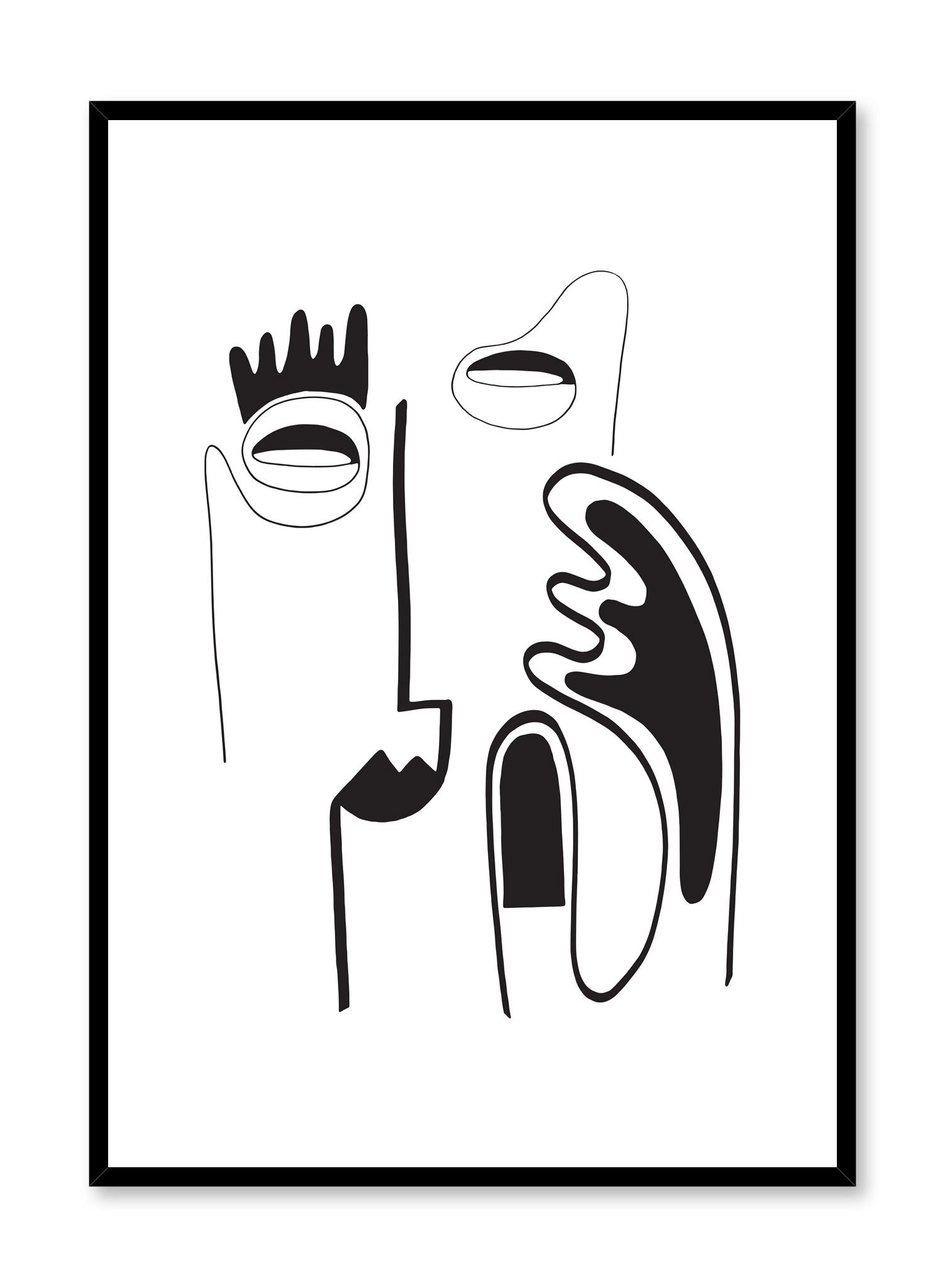 Line Art Poster with Abstract emotion