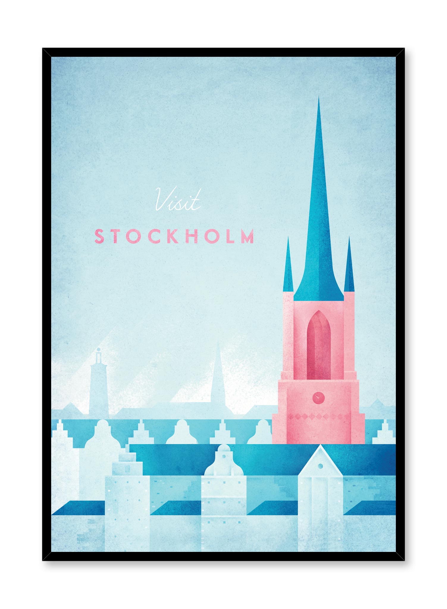 Modern minimalist travel poster by Opposite Wall with illustration of Stockholm, Sweden
