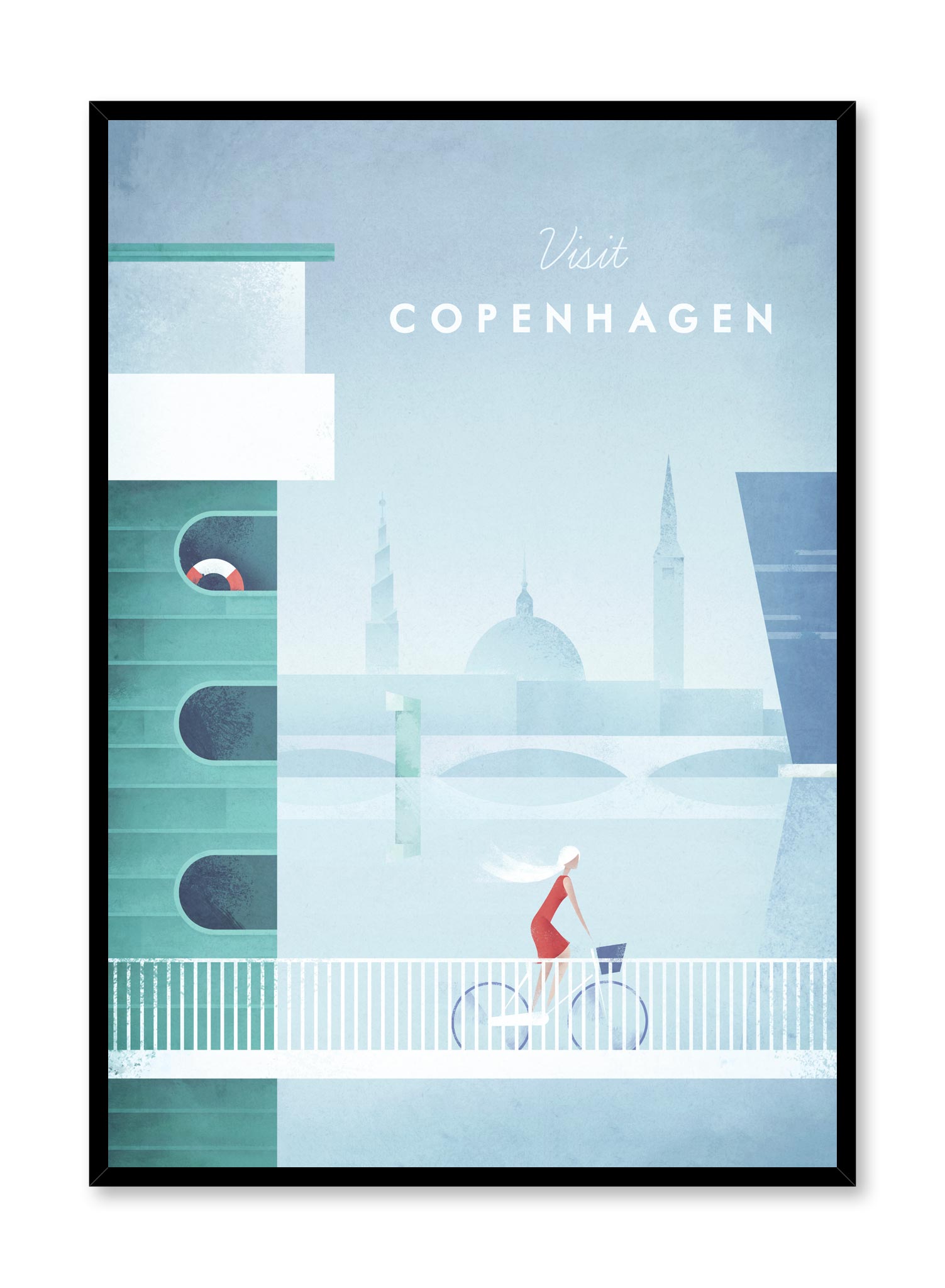 Modern minimalist travel poster by Opposite Wall with illustration of Copenhagen, Denmark