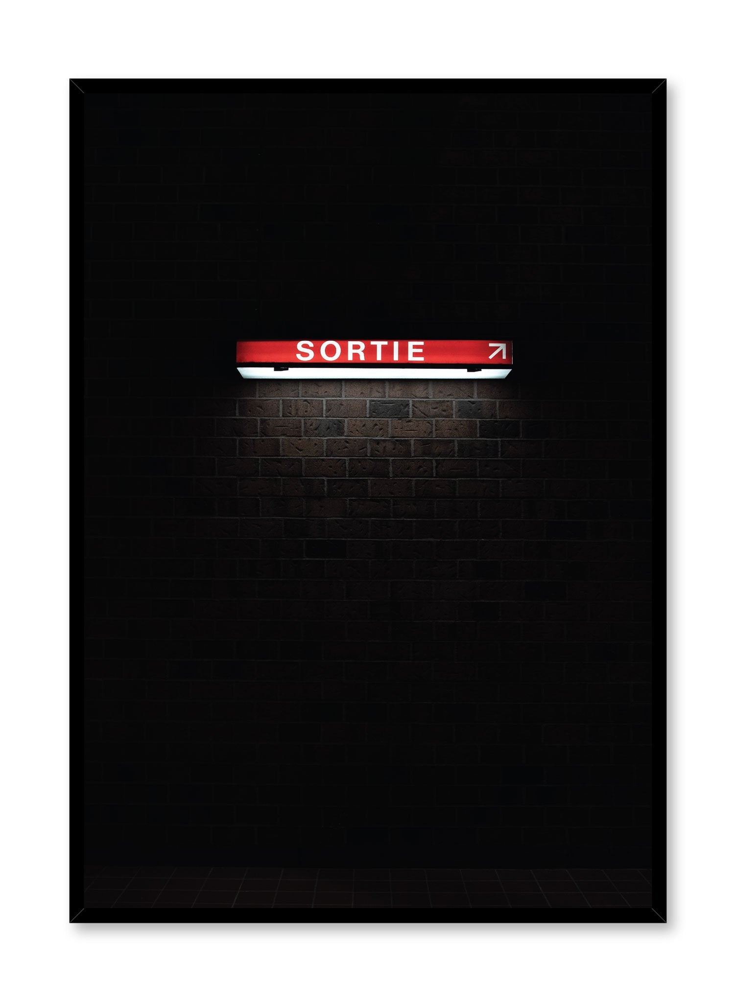 Minimalist design poster by Opposite Wall with urban street photography of Montreal metro sortie exit sign