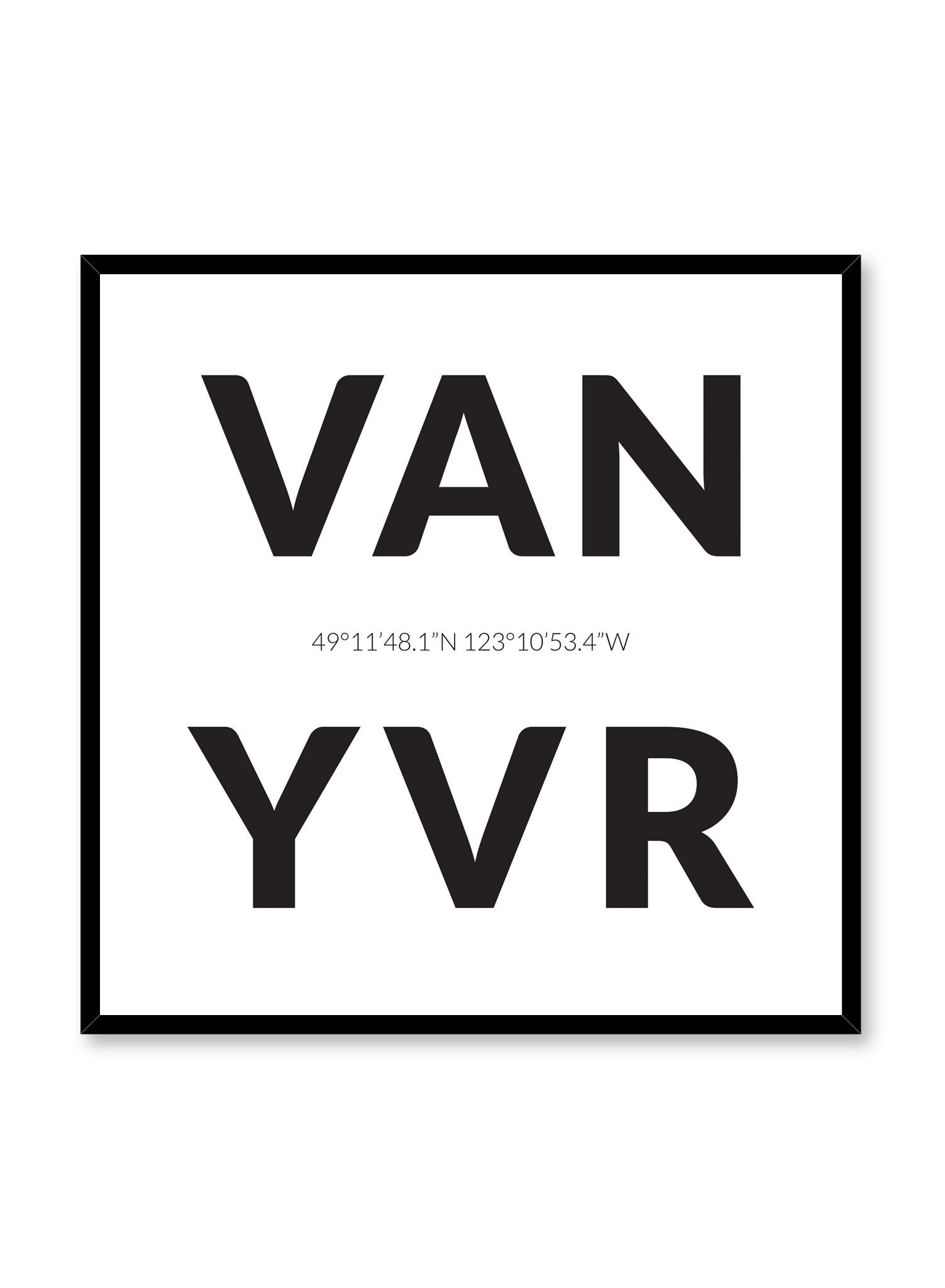 Minimalist design poster by Opposite Wall with airport code Vancouver YVR