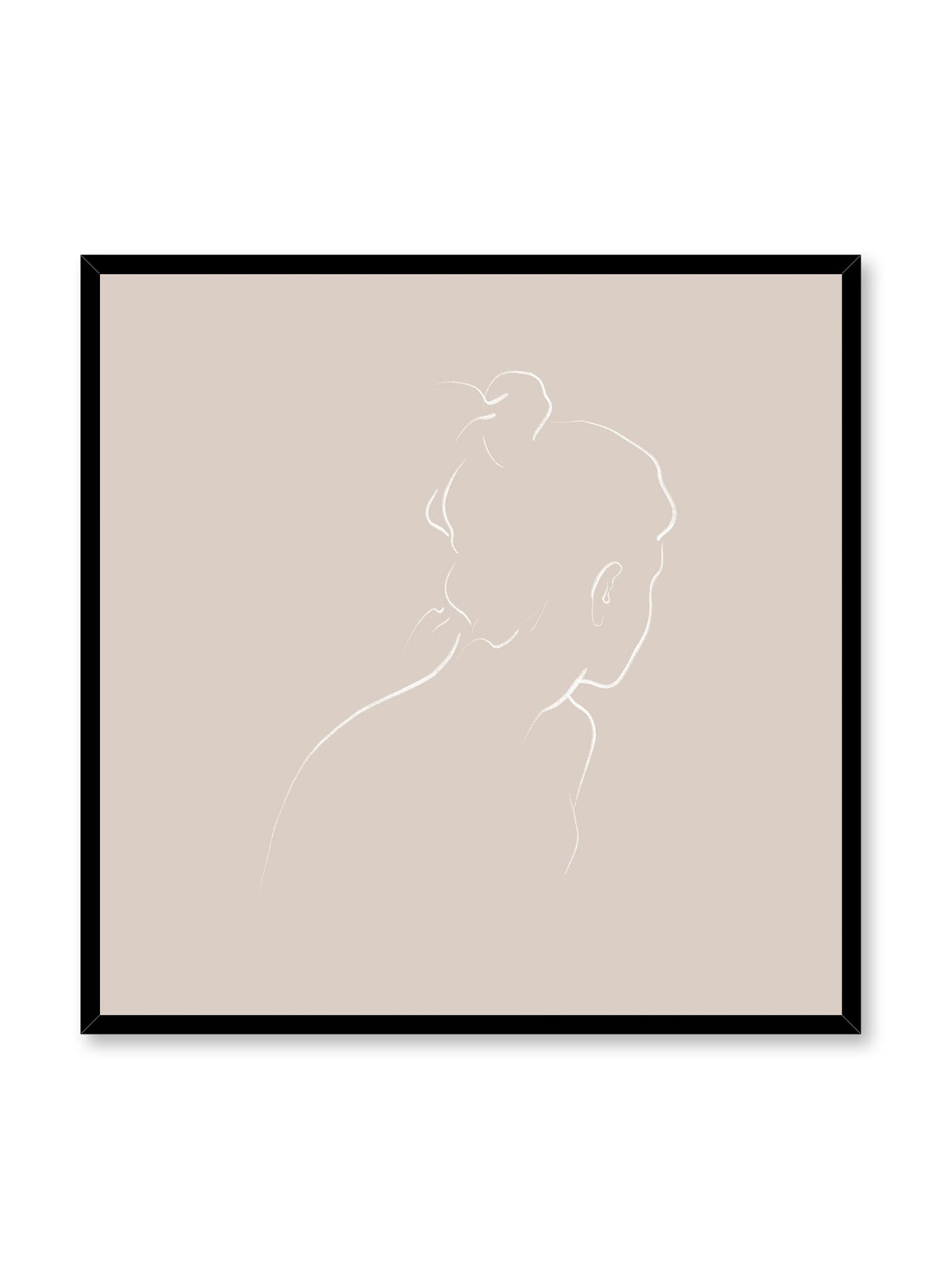Modern minimalist square poster by Opposite Wall with abstract illustration of Into the Distance with beige background
