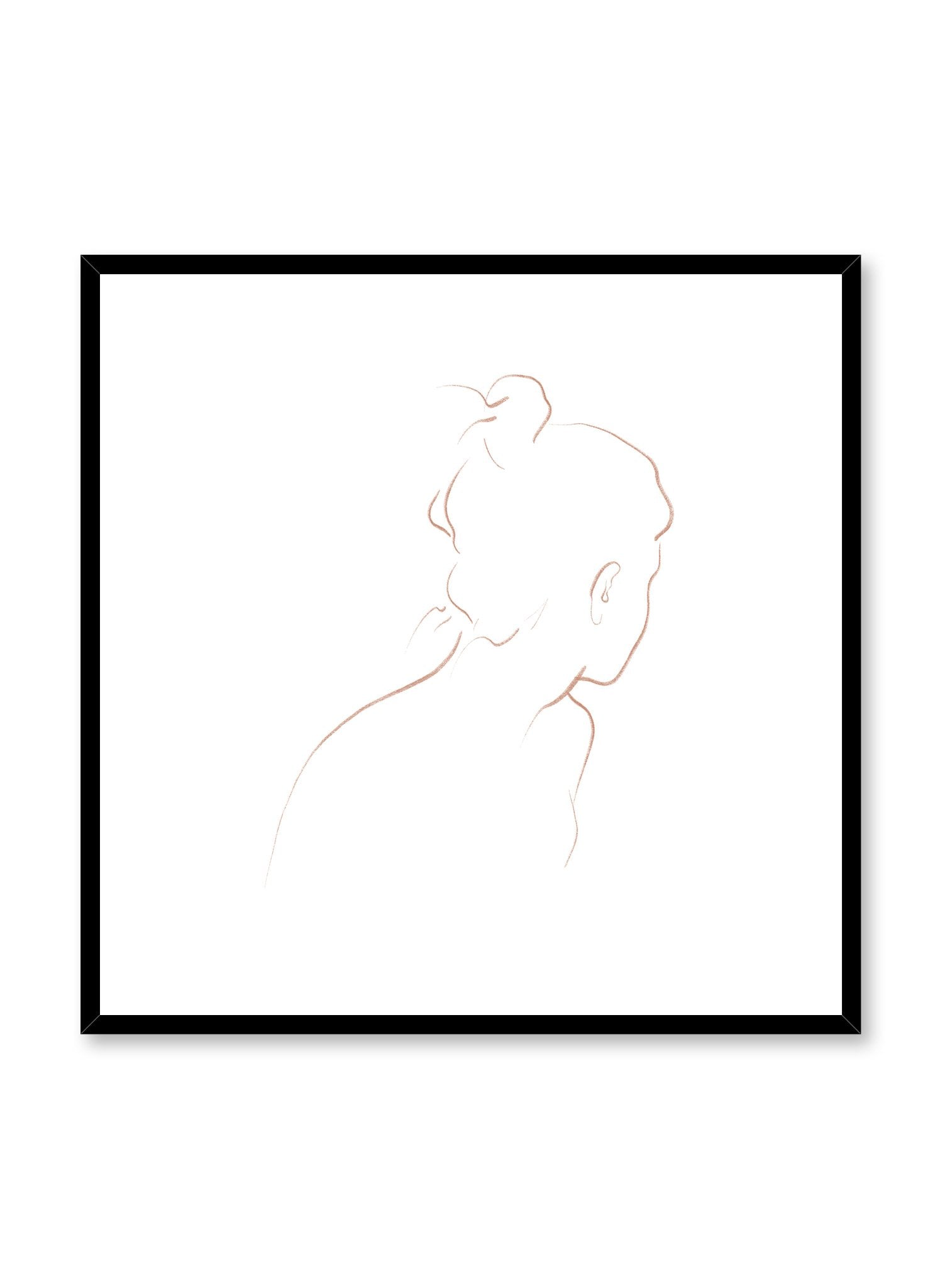 Modern minimalist square poster by Opposite Wall with abstract illustration of Into the Distance with beige line art