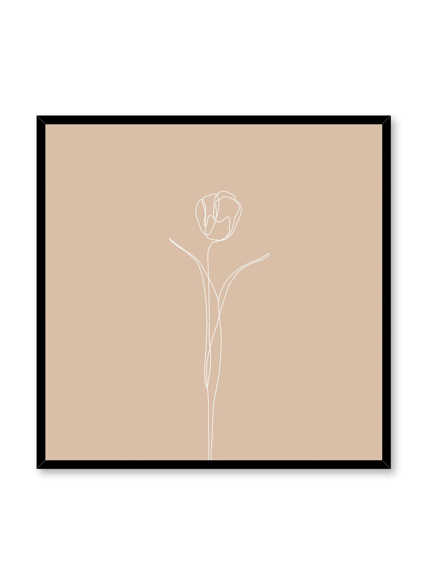 Modern minimalist poster by Opposite Wall with abstract illustration of Tulip with orange background