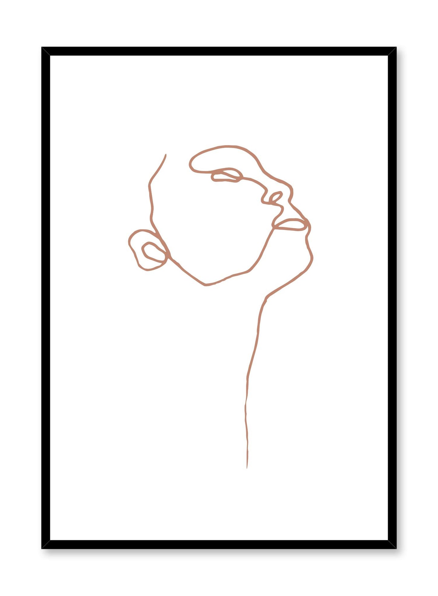 Modern minimalist poster by Opposite Wall with abstract illustration of Profile with brown orange line art